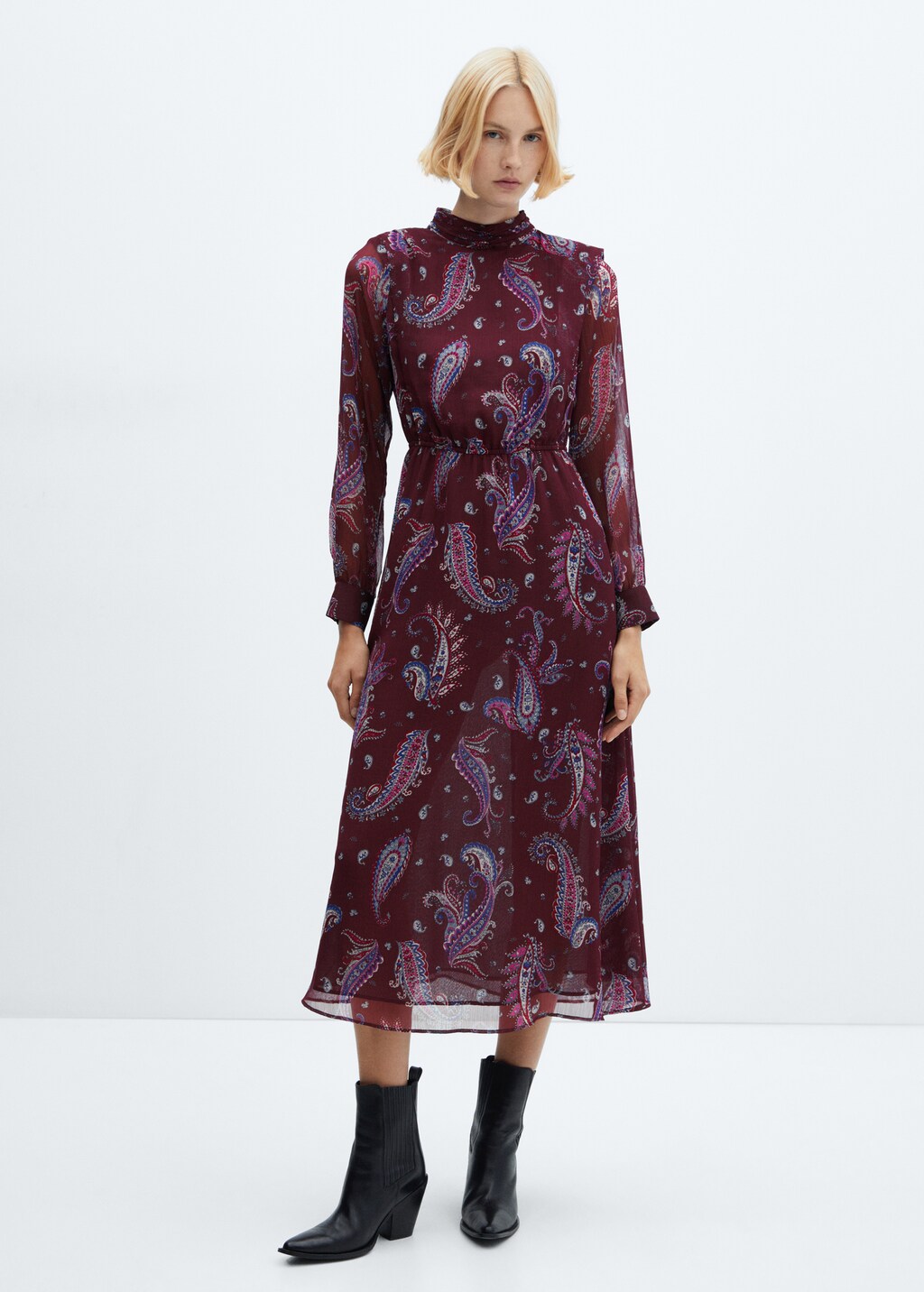 Fließendes Kleid mit Paisley-Muster - Allgemeine Ansicht