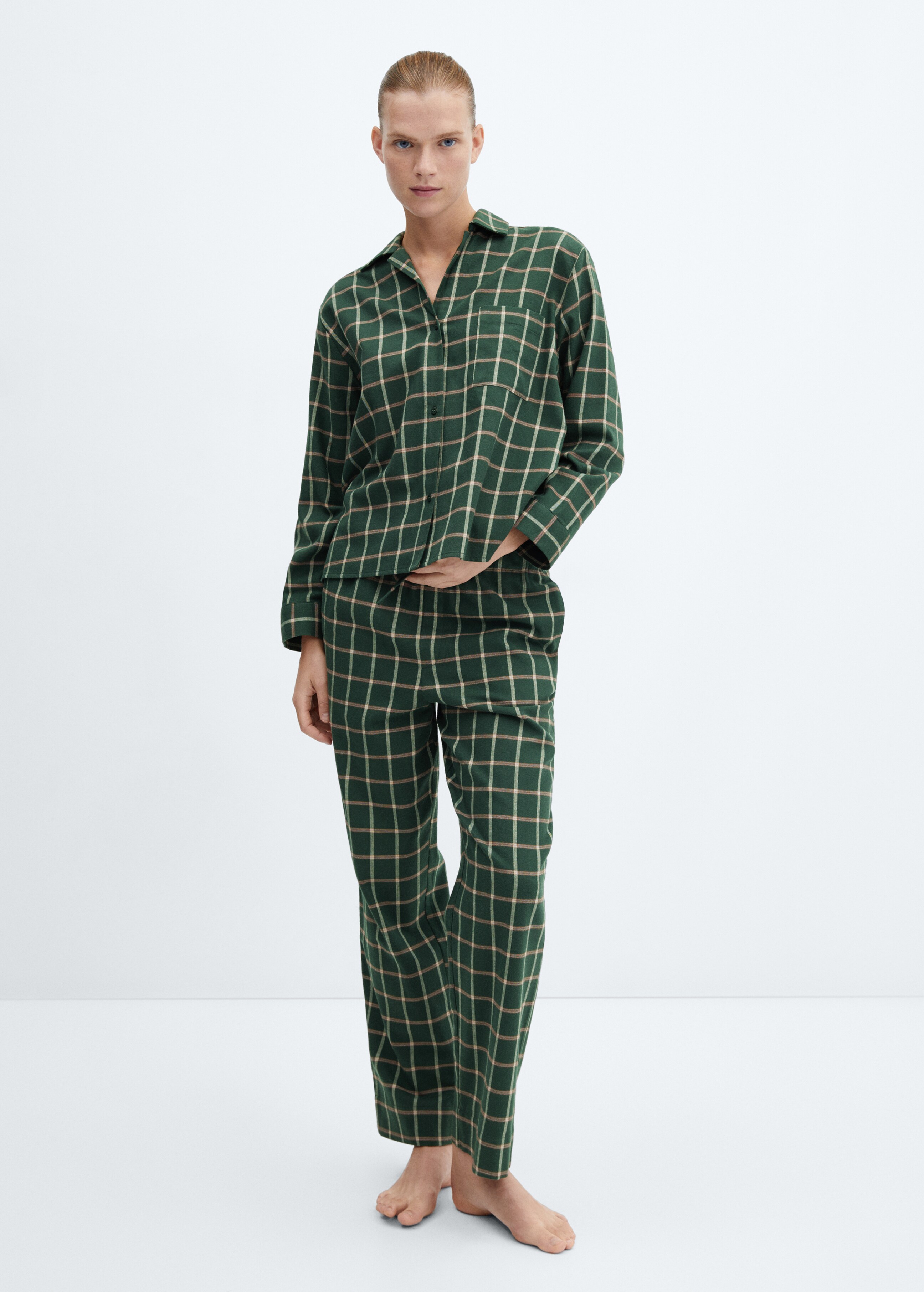 Check flannel pyjama trousers - General plane