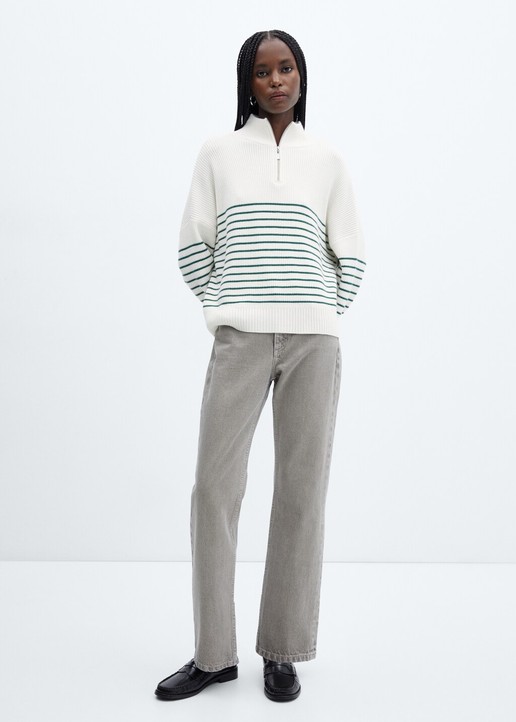 Striped sweater with zip - General plane