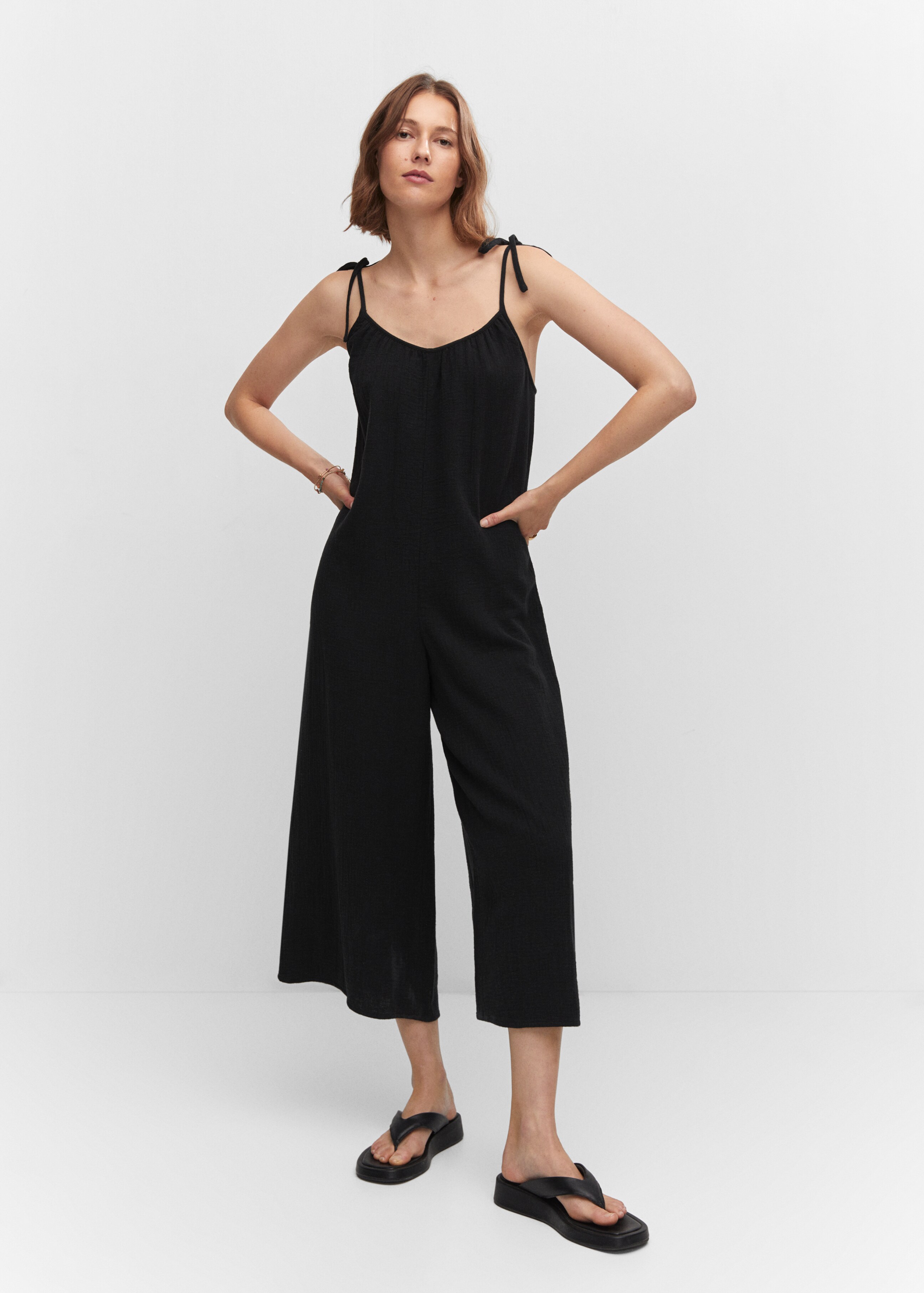 Textured jumpsuit with bows - General plane