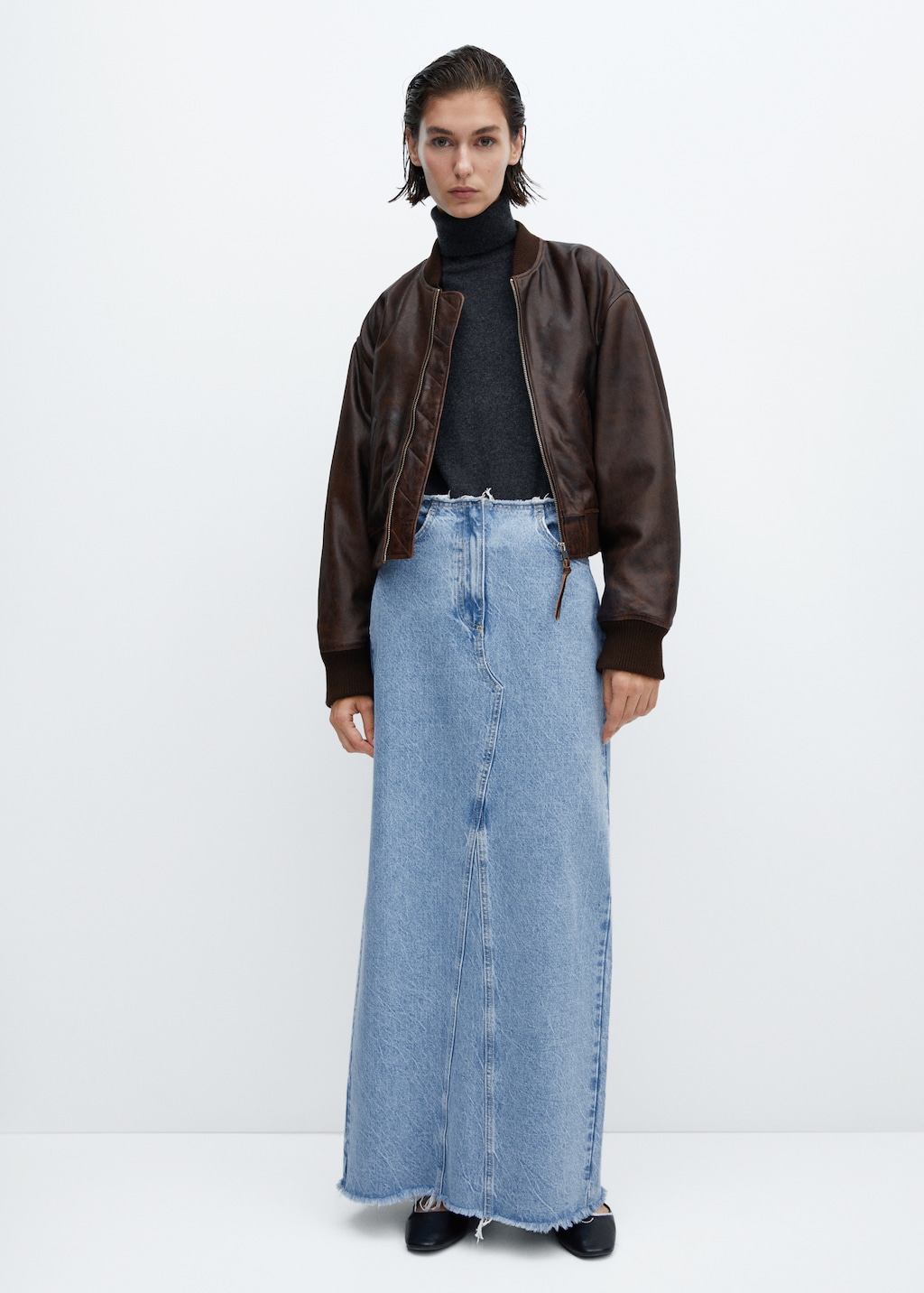 Long denim skirt - General plane