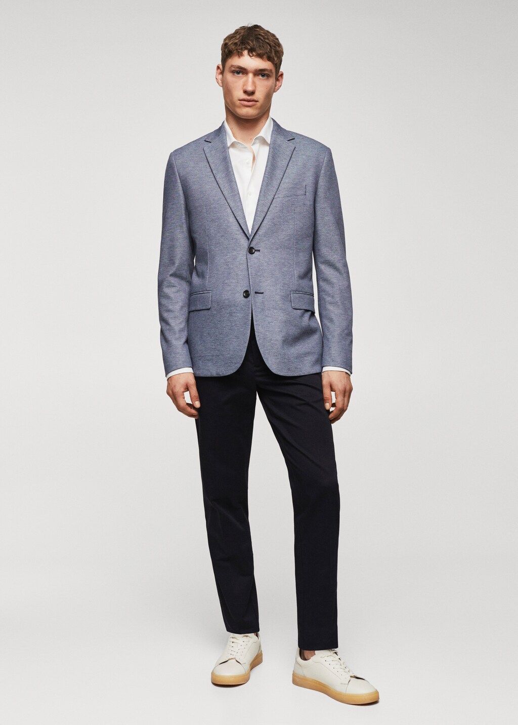 Slim fit microstructure blazer - General plane