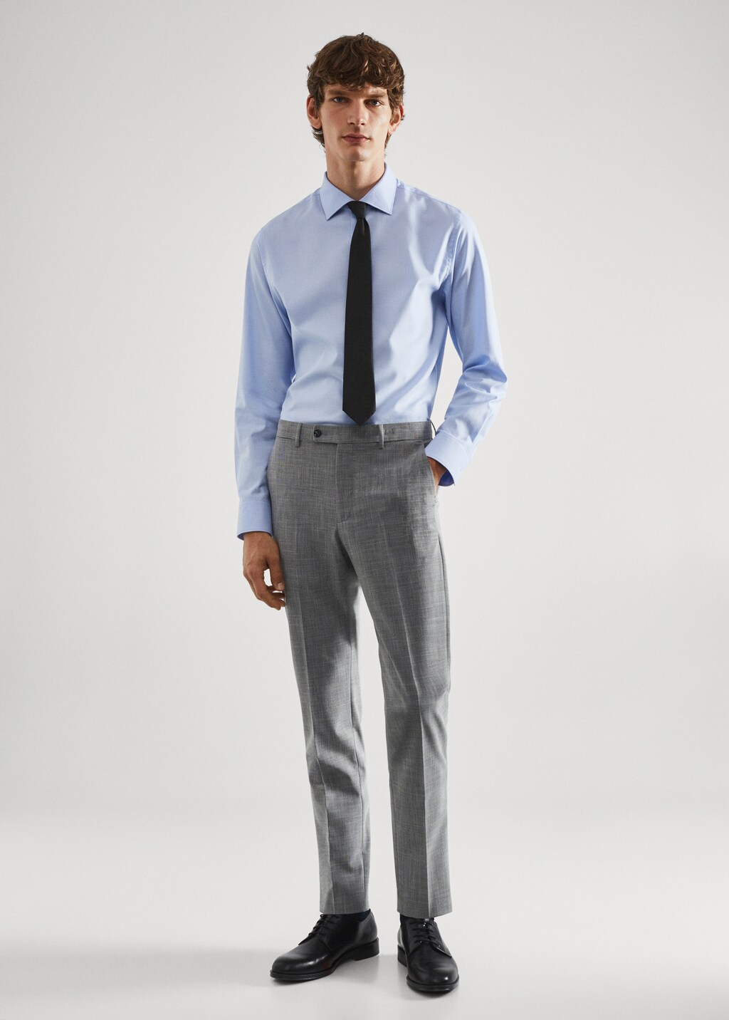 Stretch fabric slim-fit printed suit trousers - General plane