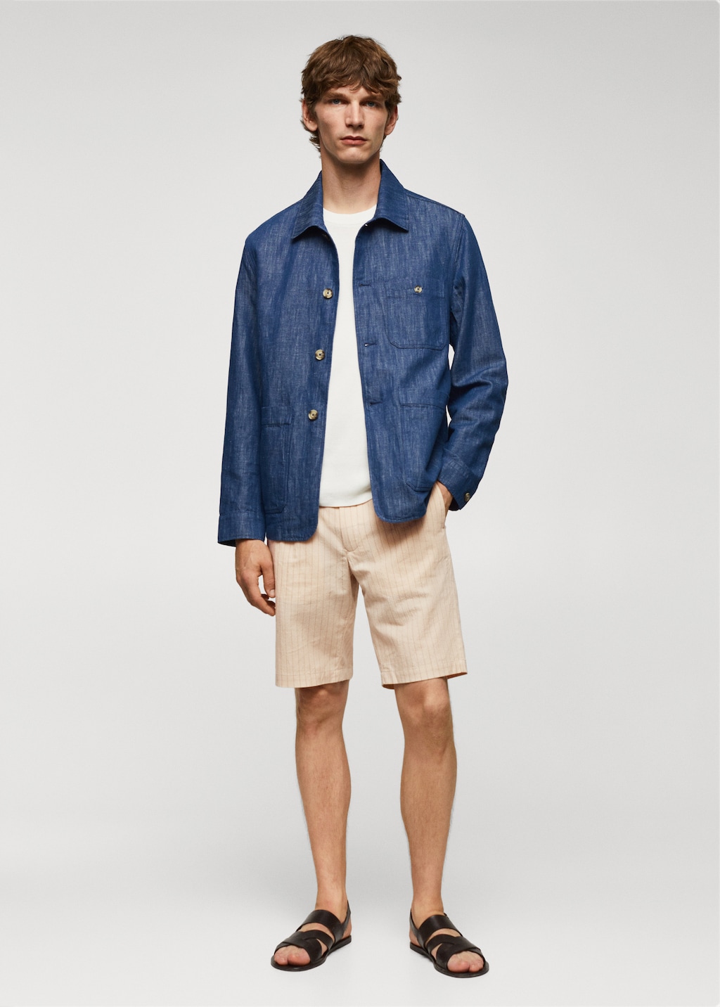 Pinstripe seersucker Bermuda shorts - General plane