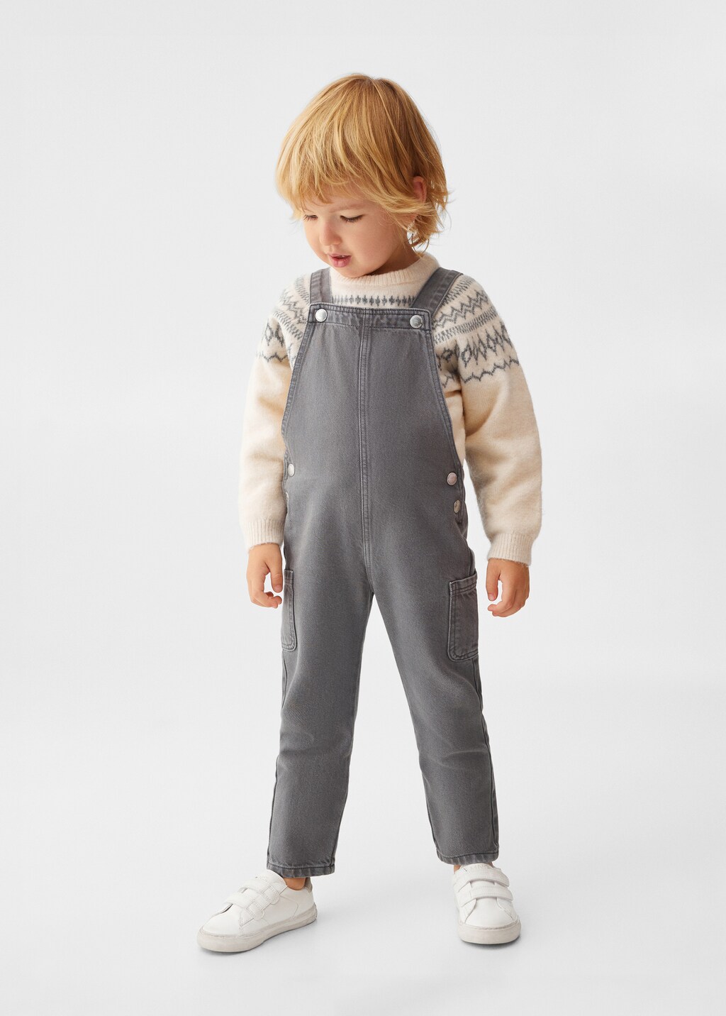 Lined denim dungarees - General plane