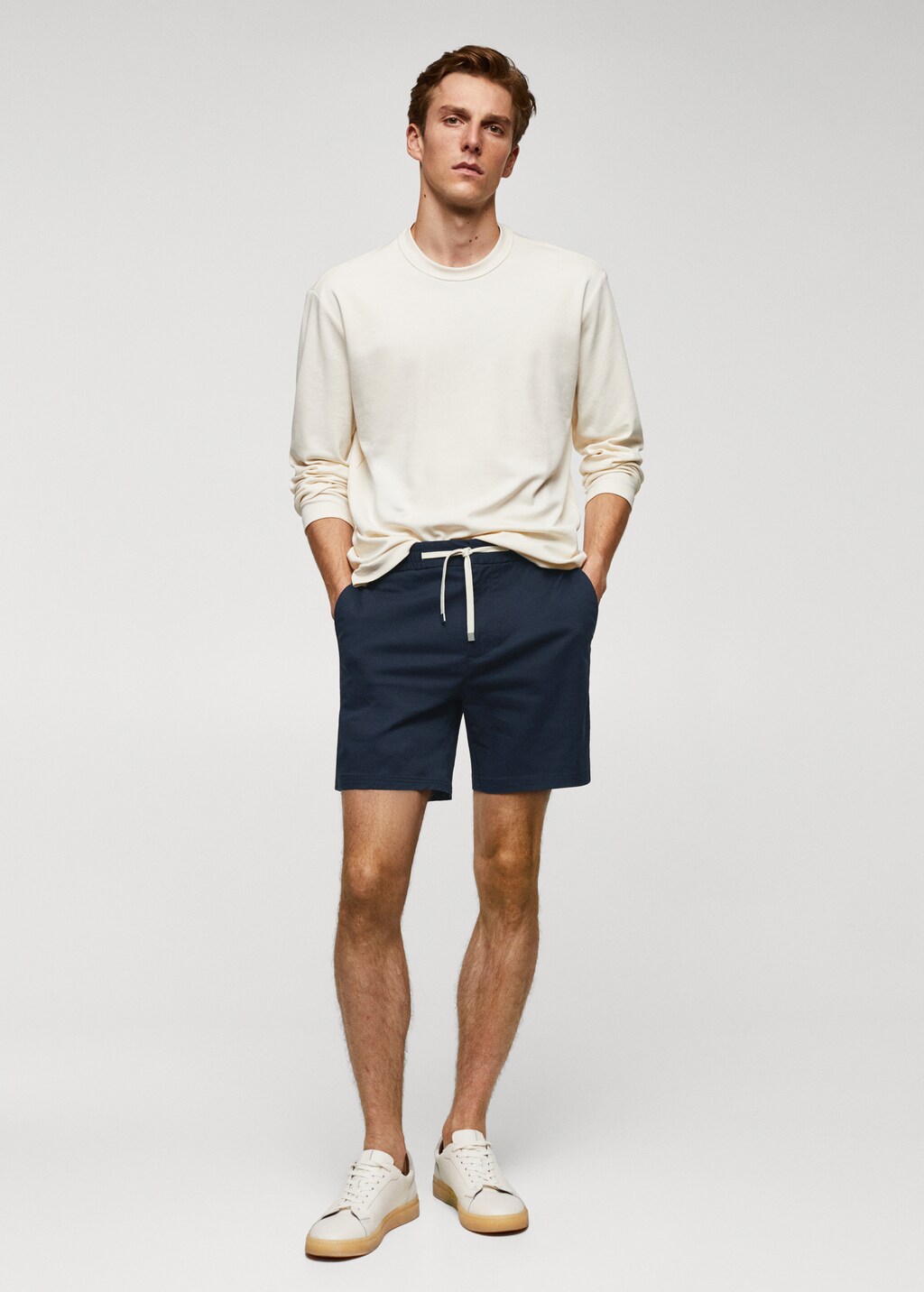 Cotton shorts with drawstring - General plane