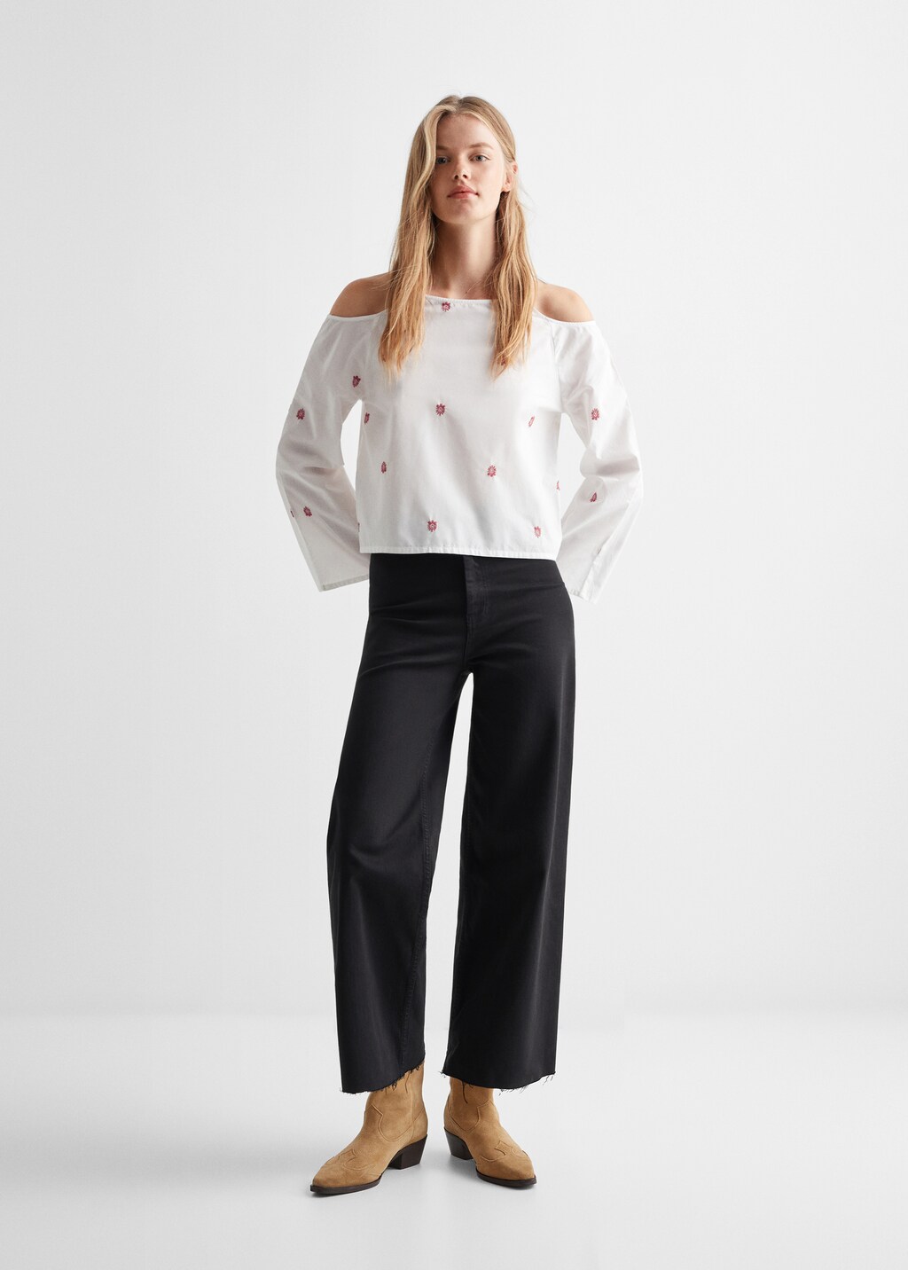 Slit cotton blouse - General plane