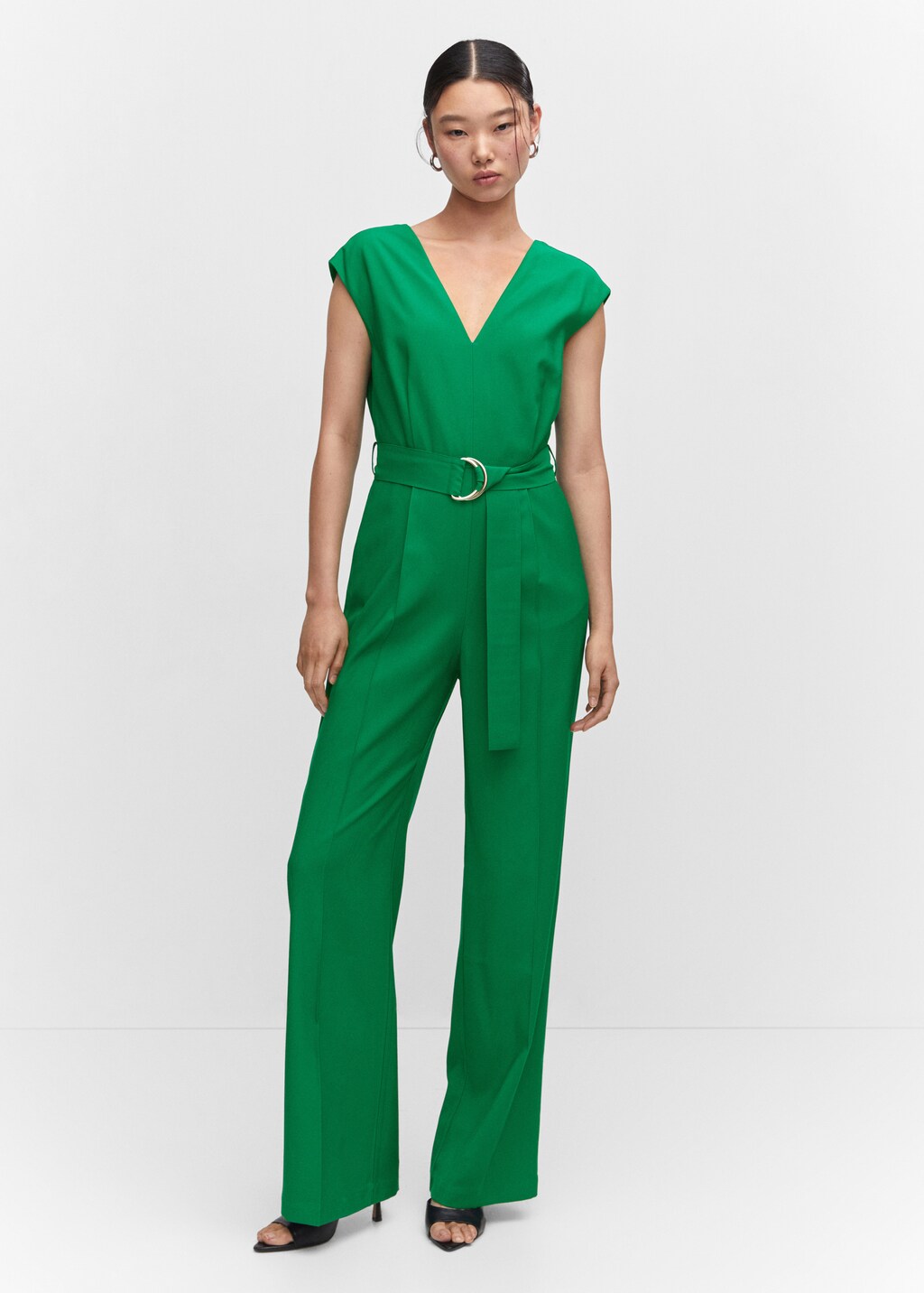 V-neck jumpsuit with belt - General plane