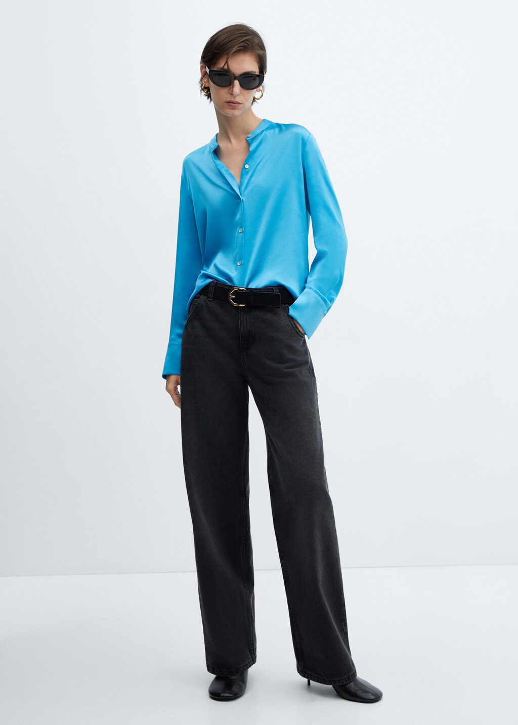 Round-neck satin shirt - General plane