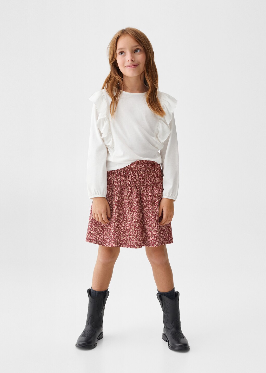 Ruffle flower print skirt - General plane