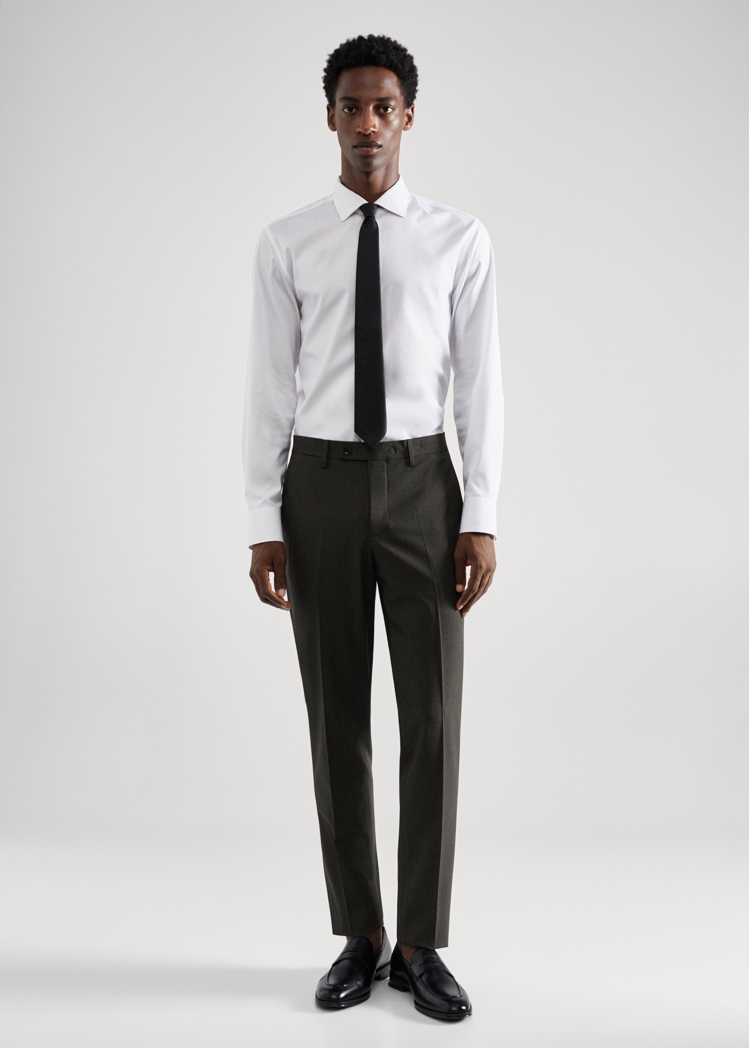 Stretch fabric slim-fit printed suit trousers - General plane