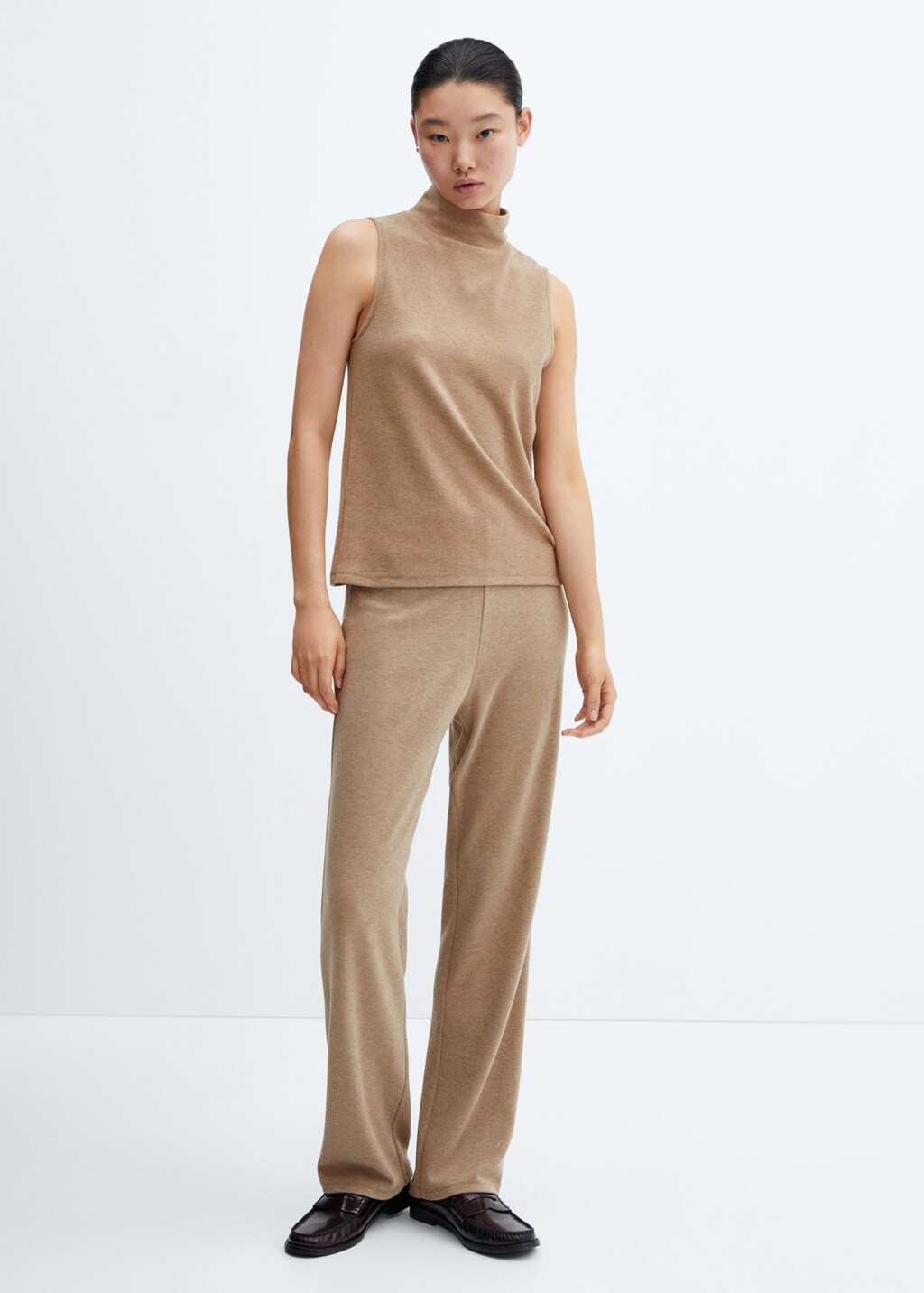 Cotton-linen knitted trousers  - General plane