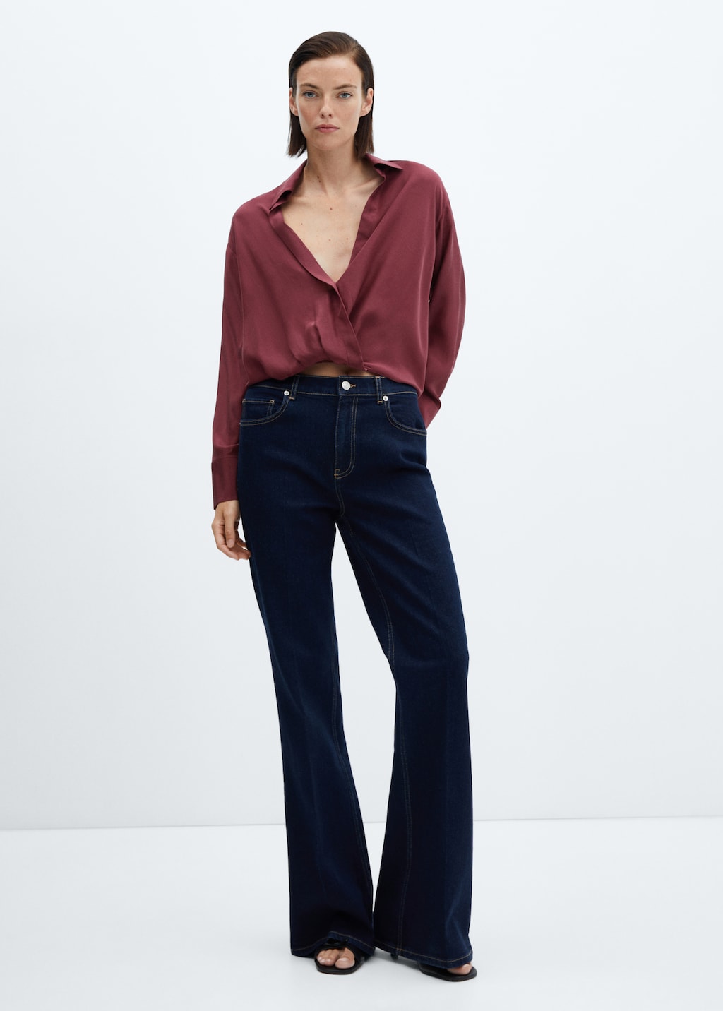 Satin wrap blouse - General plane