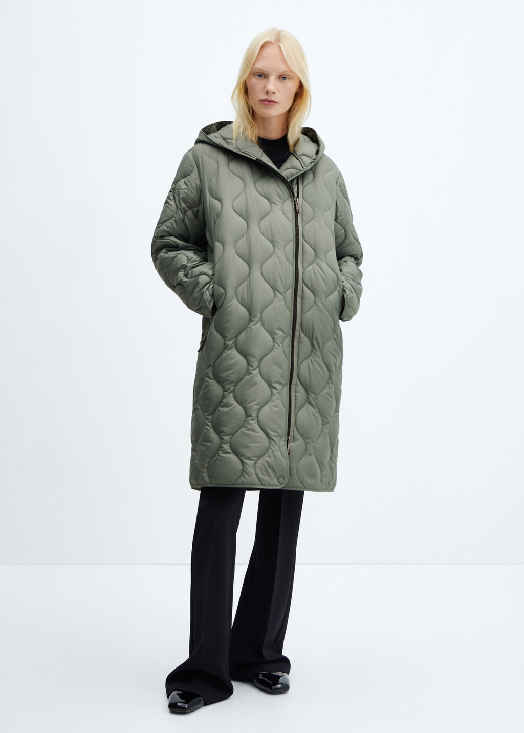 Hood quilted coat - General plane