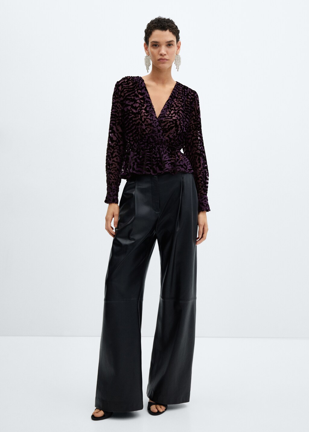 Animal print velvet blouse - General plane