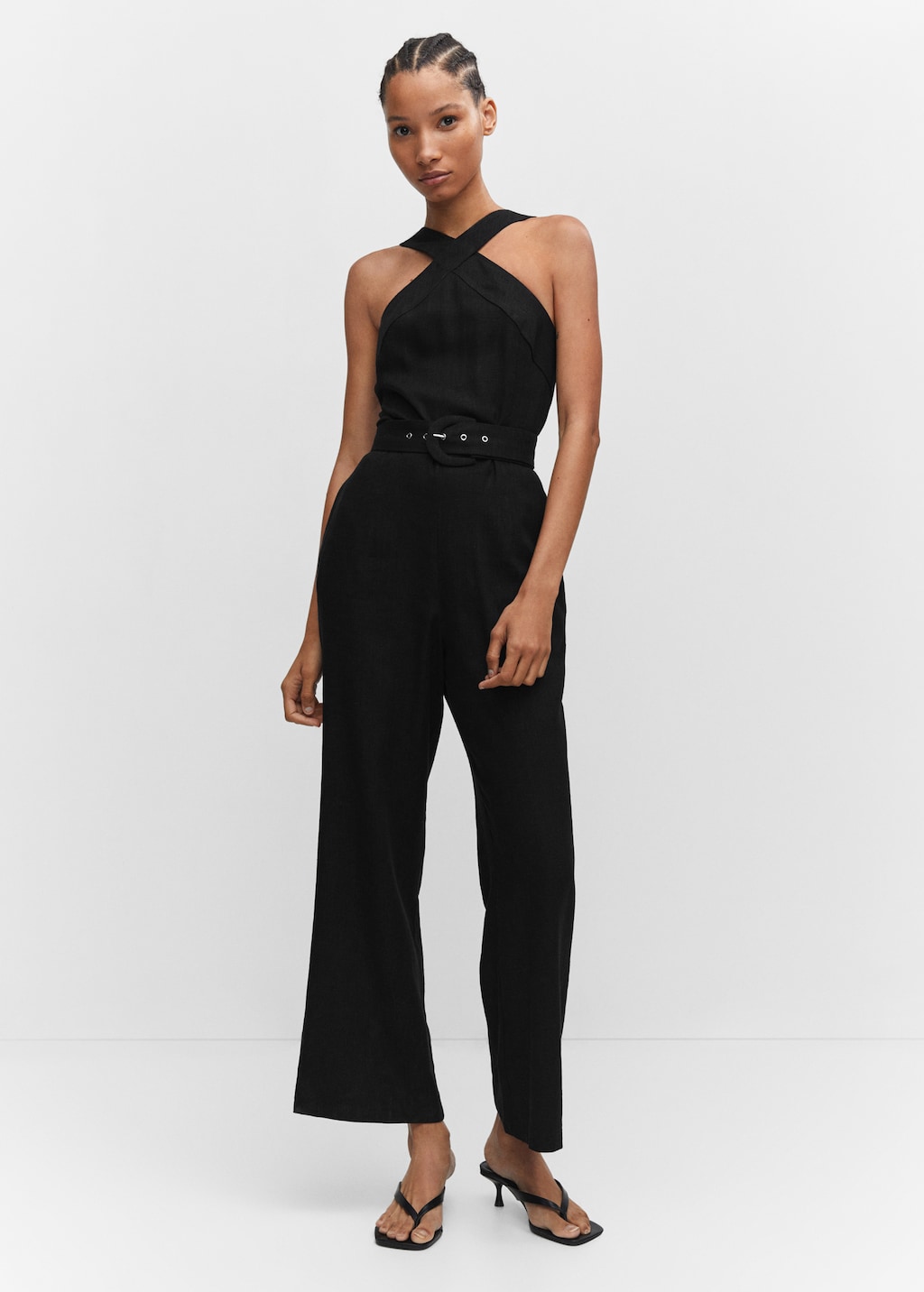 Halter-neck jumpsuit with belt - General plane