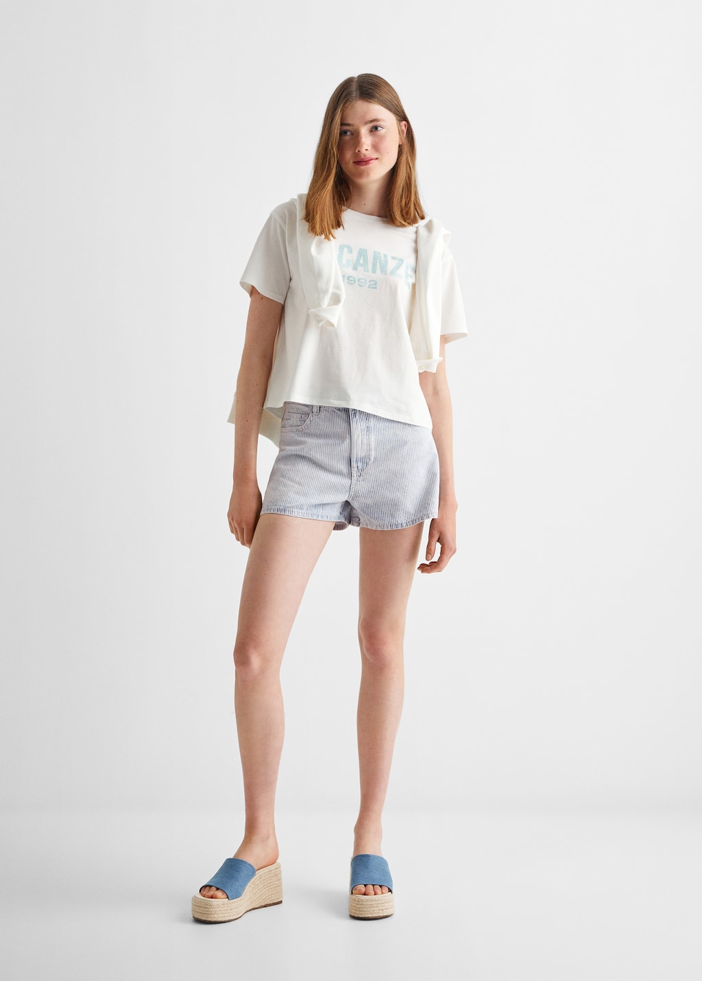 Cotton striped shorts - General plane