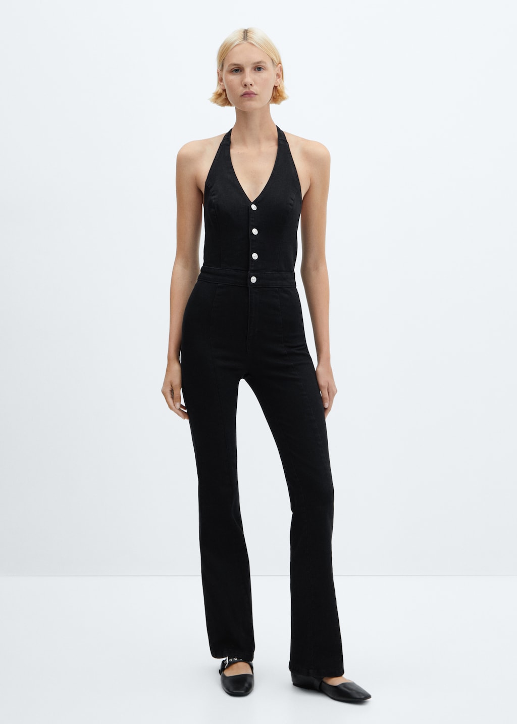 Denim halter-neck jumpsuit - General plane