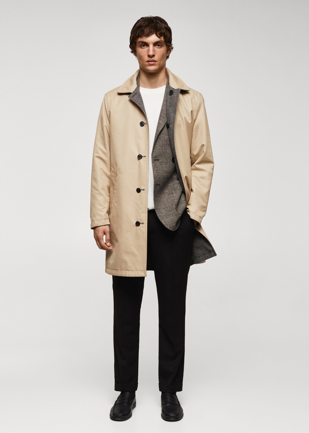 Reversible recycled wool trench coat - General plane