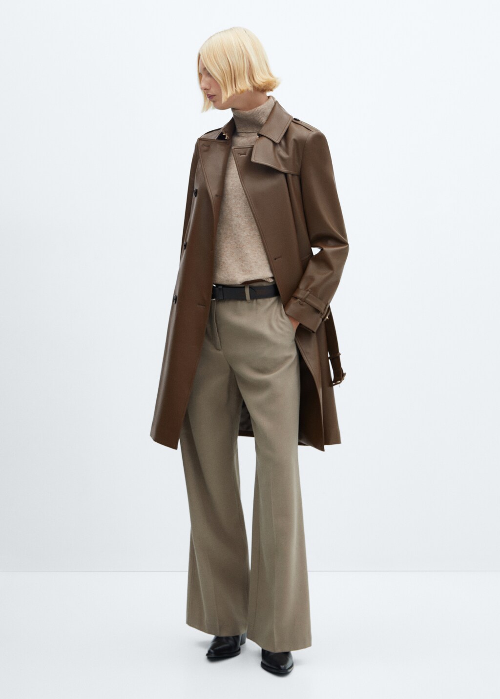 Leather-effect trench coat - General plane