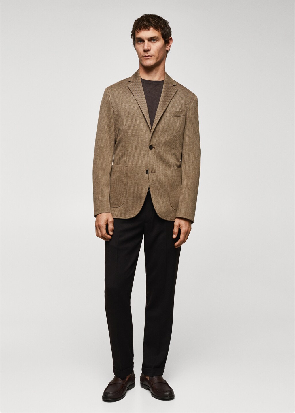 Slim-fit micro-houndstooth jacket - General plane