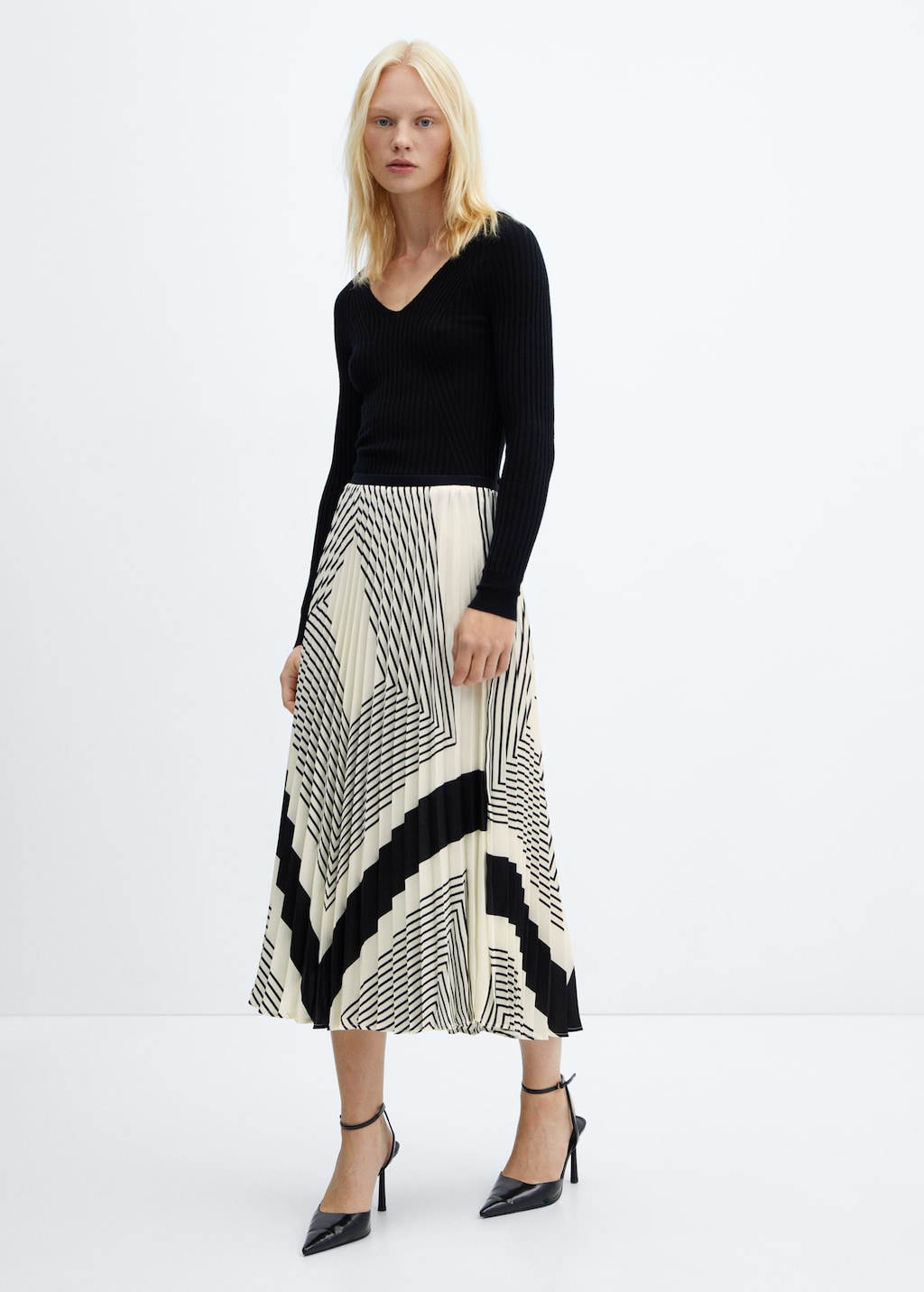 Stripes pleated skirt - General plane