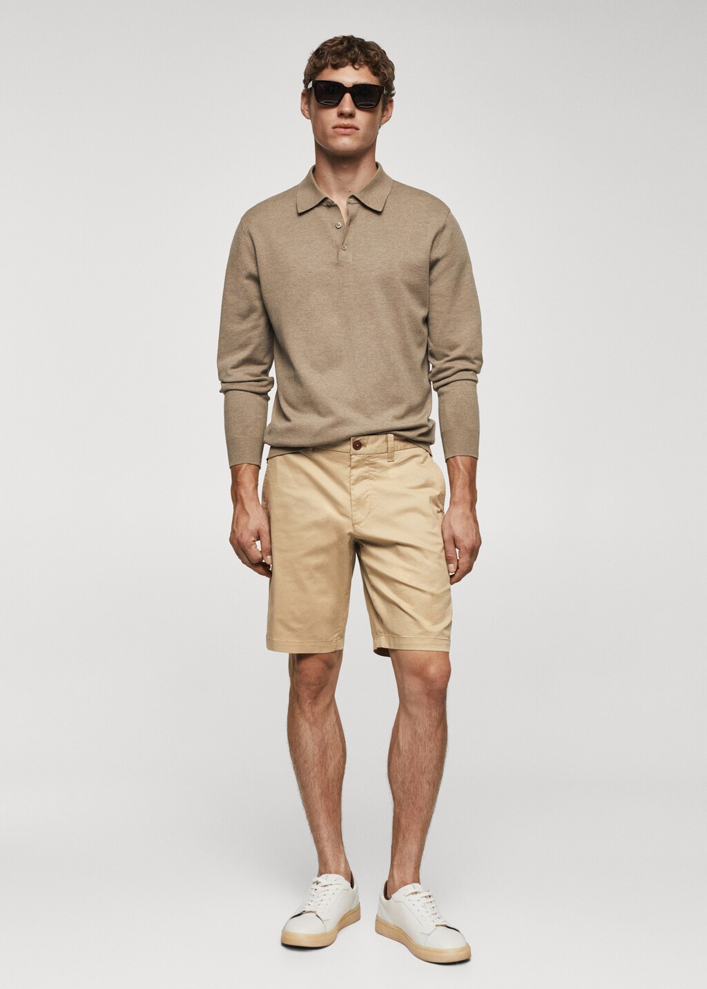 Slim-fit chino cotton bermuda shorts - General plane