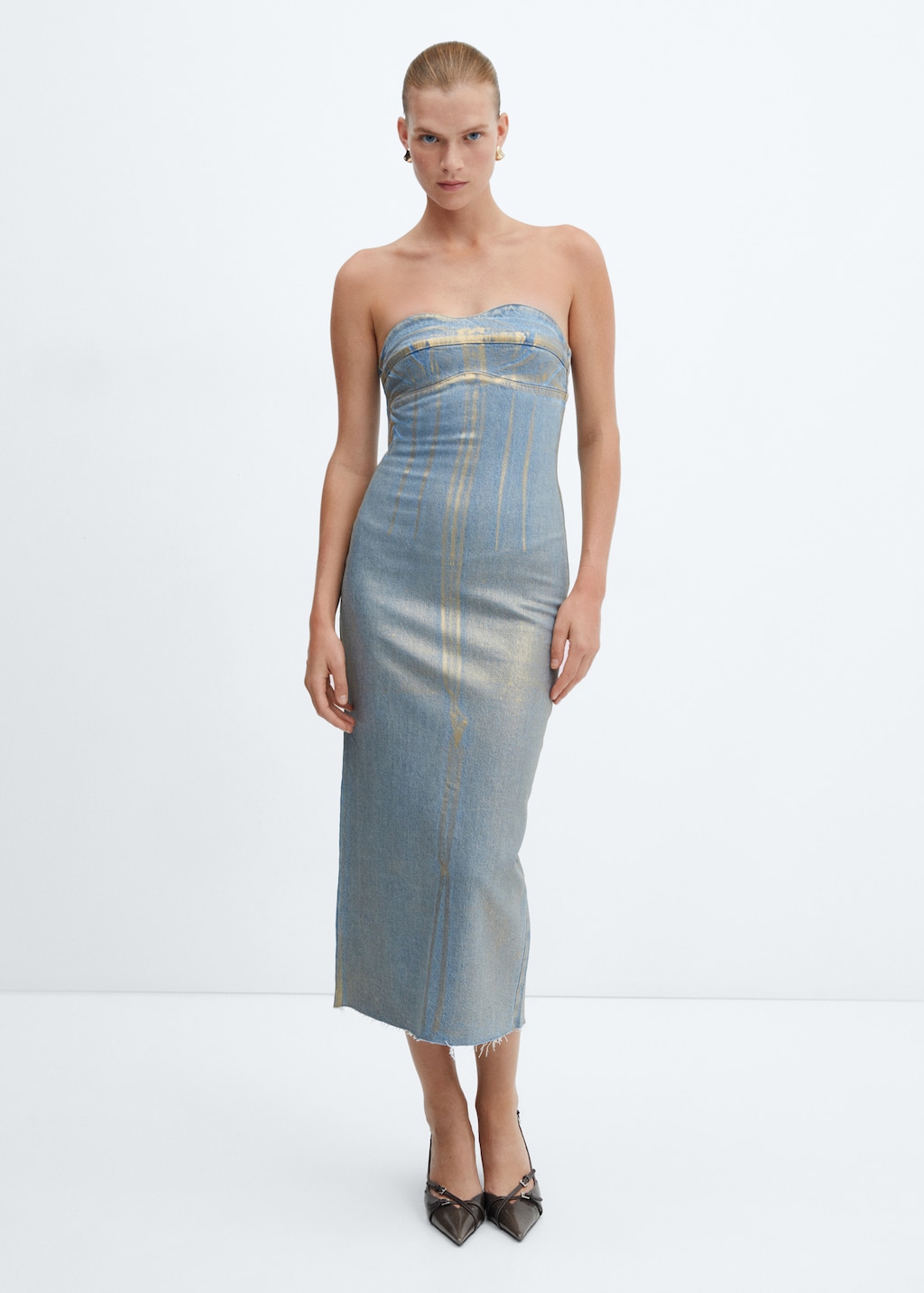 Denim foil dress Women MANGO OUTLET USA