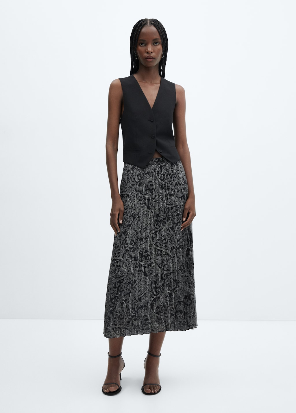 Paisley-print pleated skirt - General plane