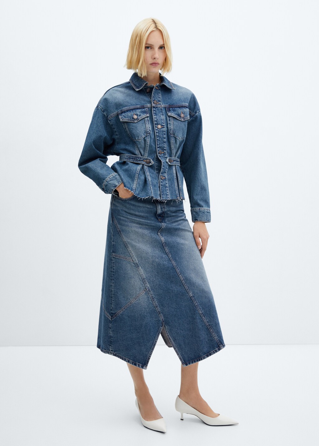 Asymmetrical denim skirt - General plane