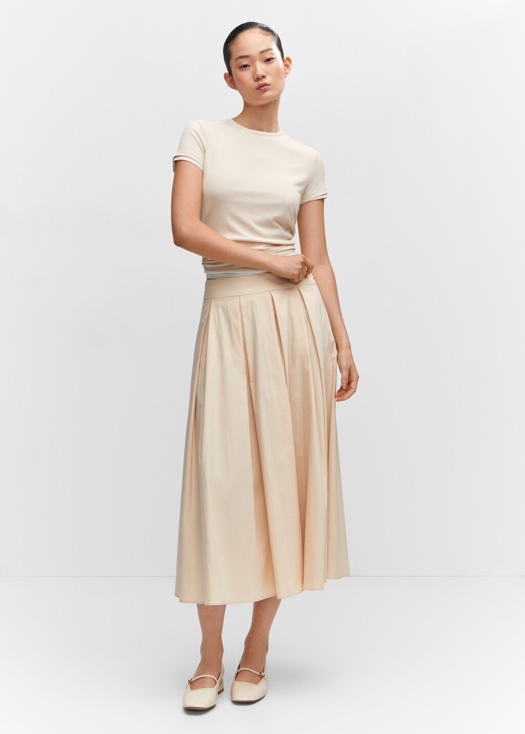 Pleated midi skirt - General plane