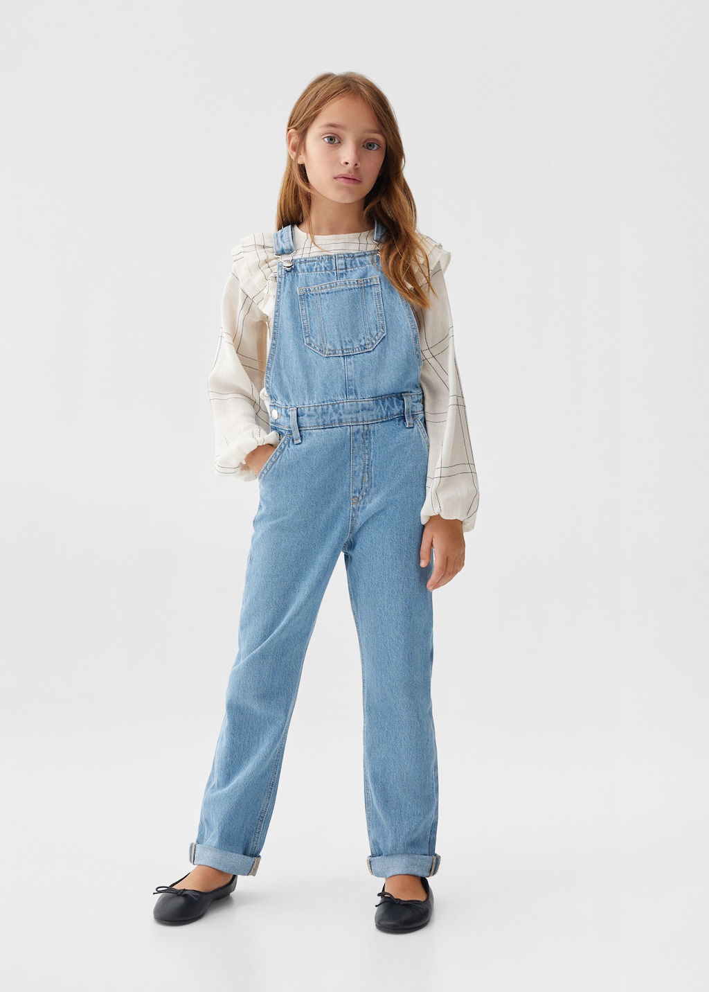 Long denim dungarees - General plane