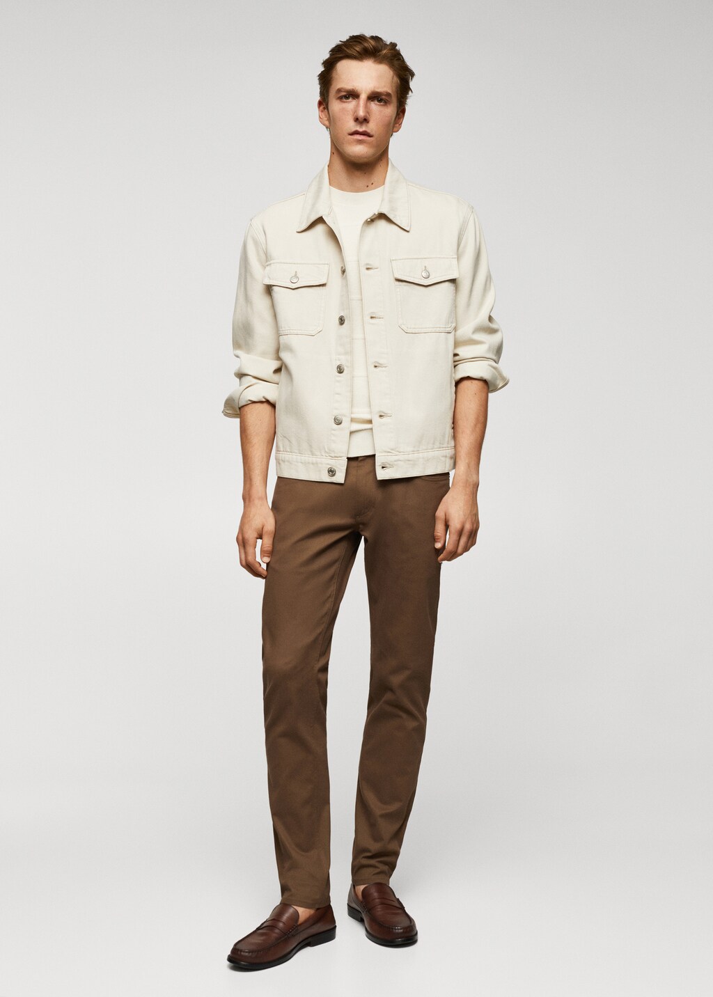 Slim fit serge cotton trousers - General plane