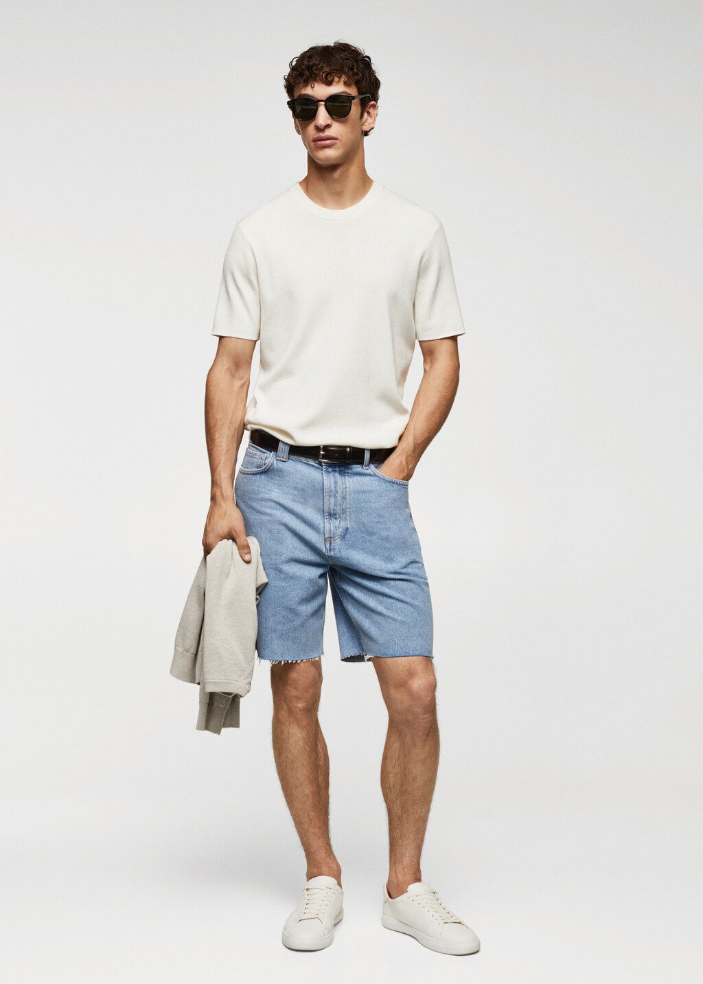 Regular-fit denim bermuda shorts - General plane