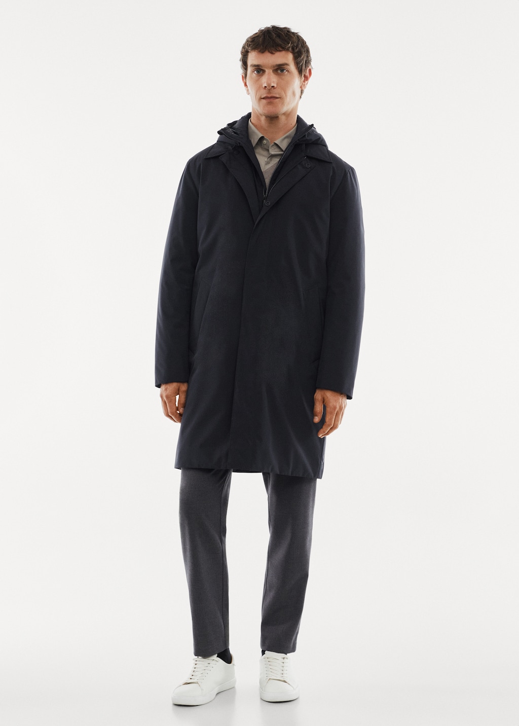 Water-repellent hooded trench coat - General plane