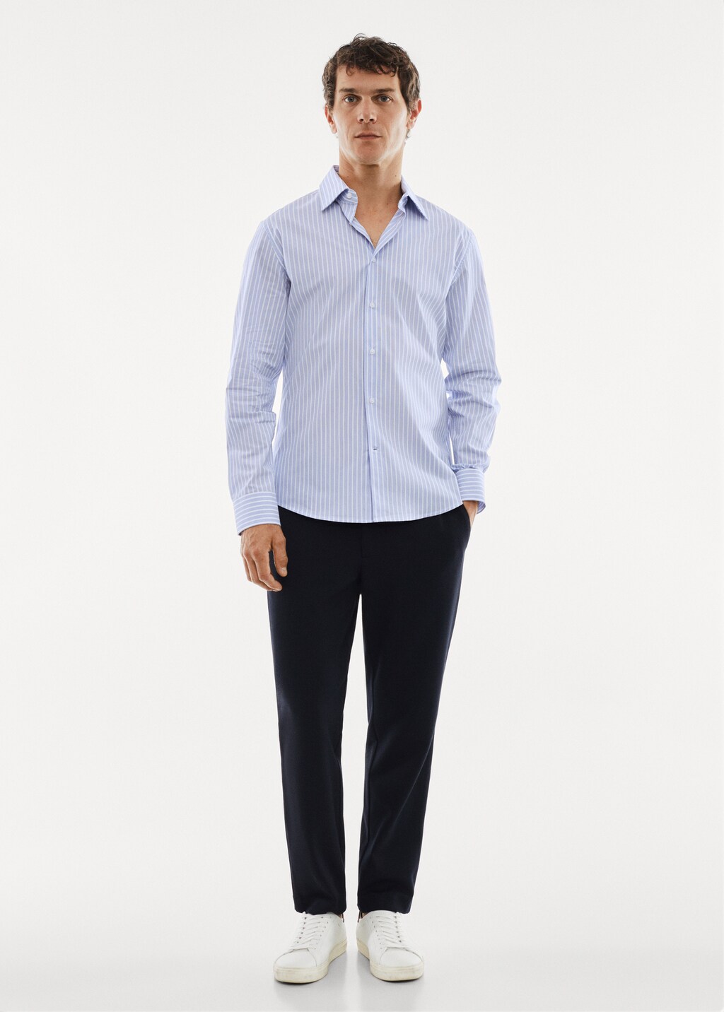 Stretch fabric slim-fit striped shirt - General plane