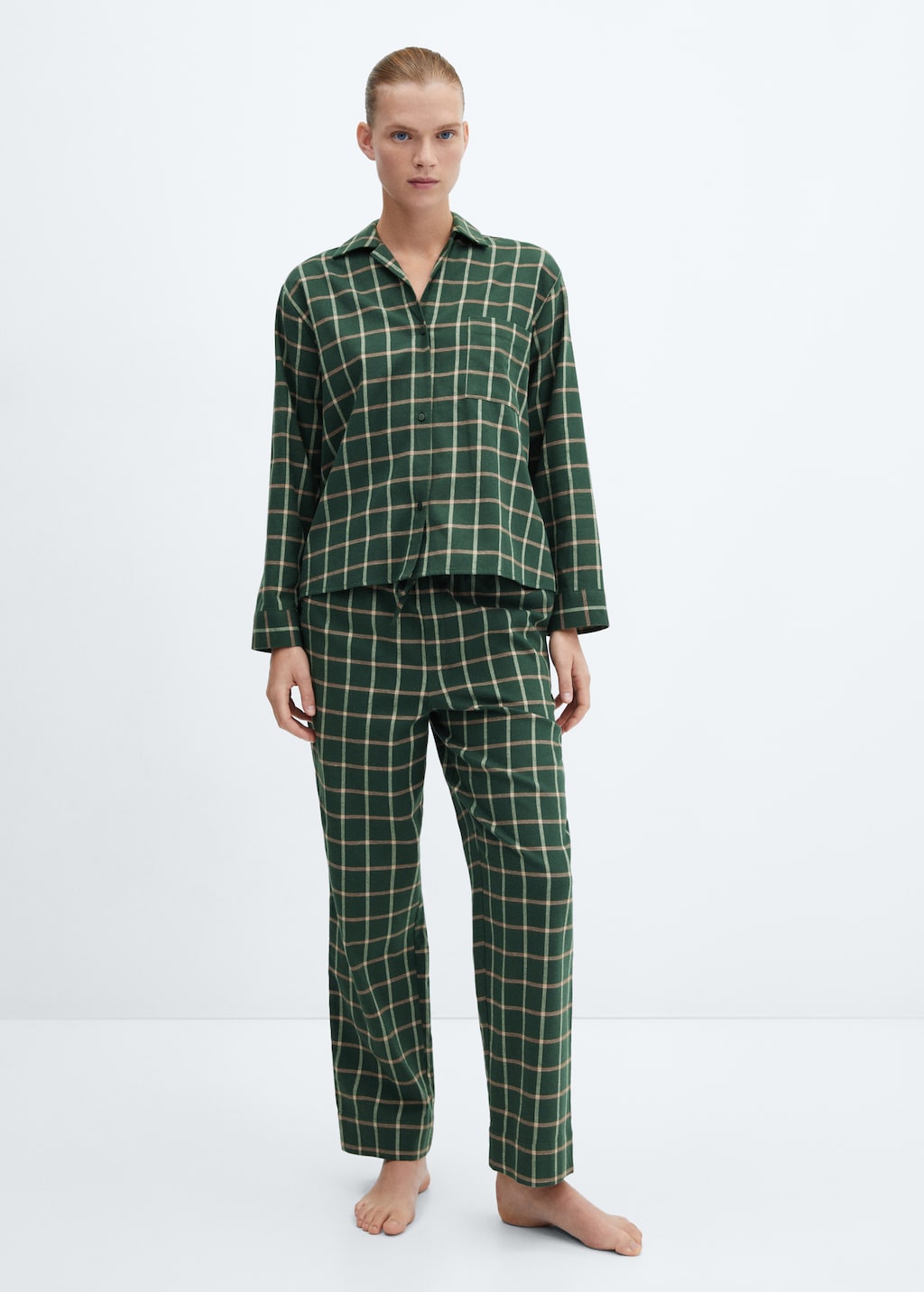 Chemise pyjama carreaux flanelle - Plan général