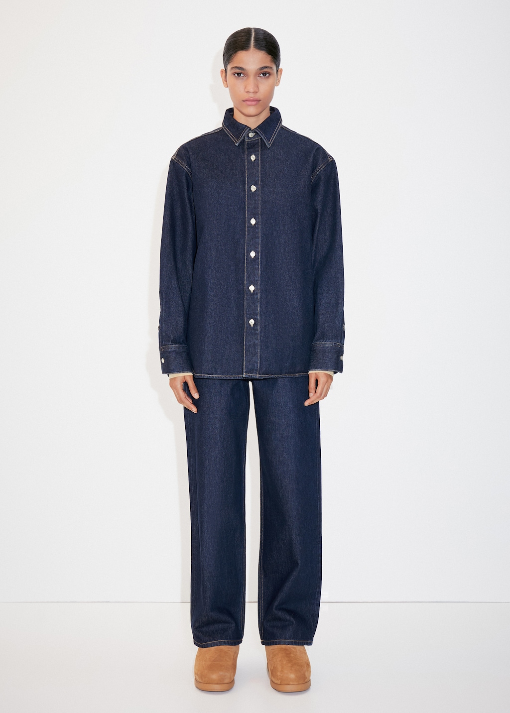 Oversized denim overshirt - General plane