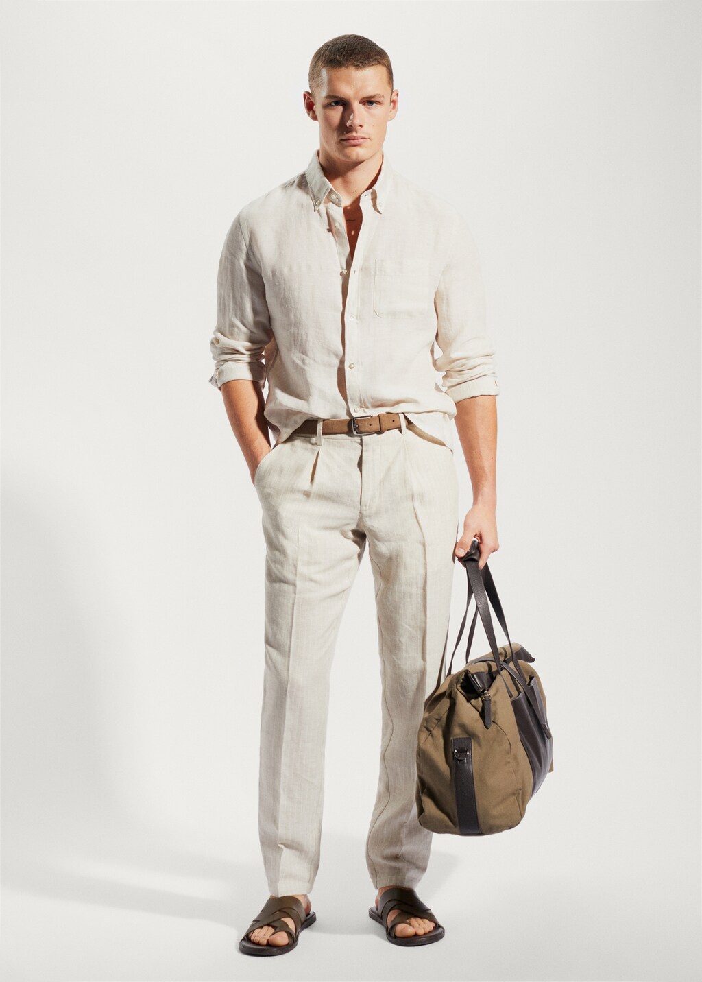 100% linen slim-fit shirt - General plane