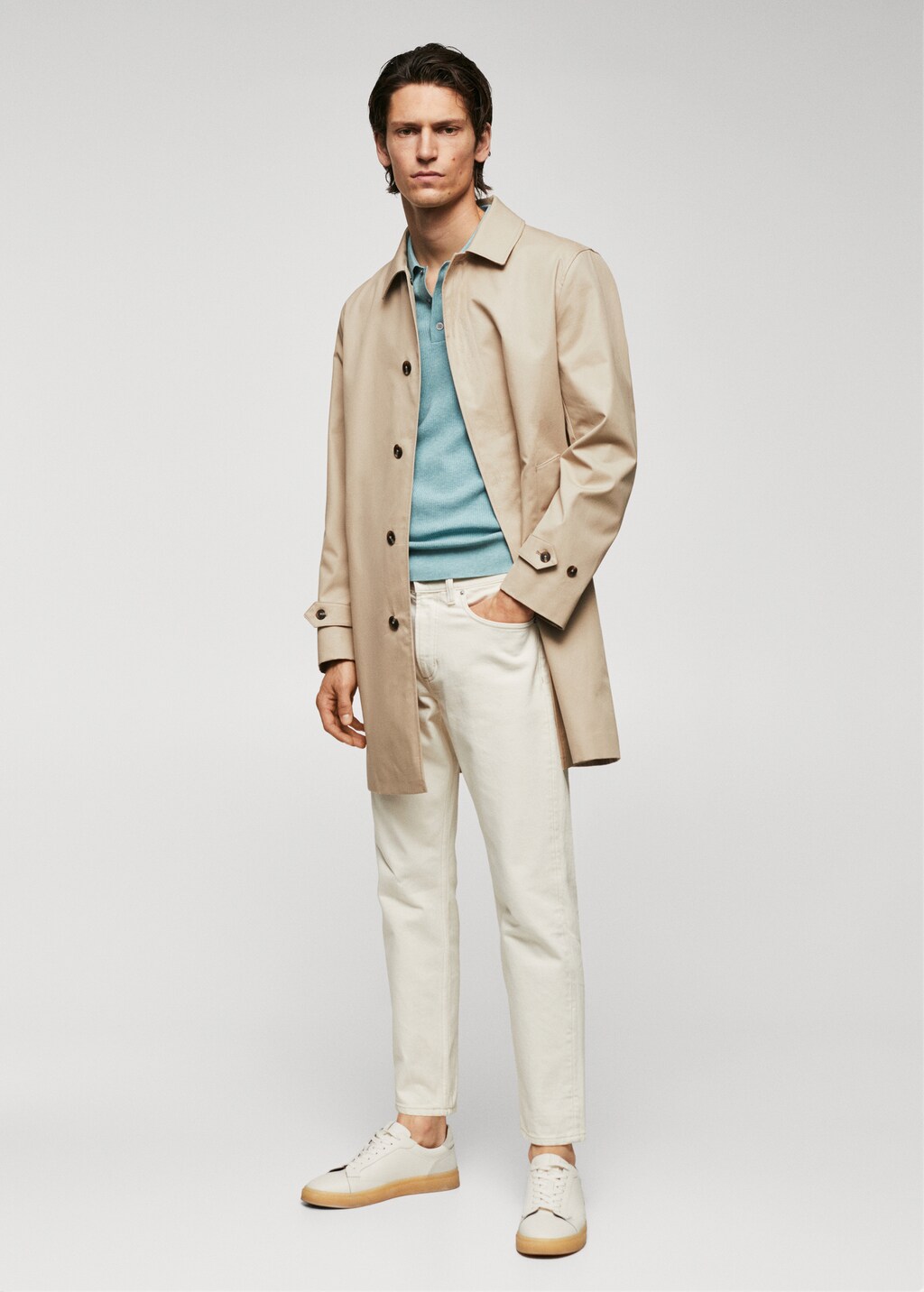 Water-repellent cotton trench coat - General plane