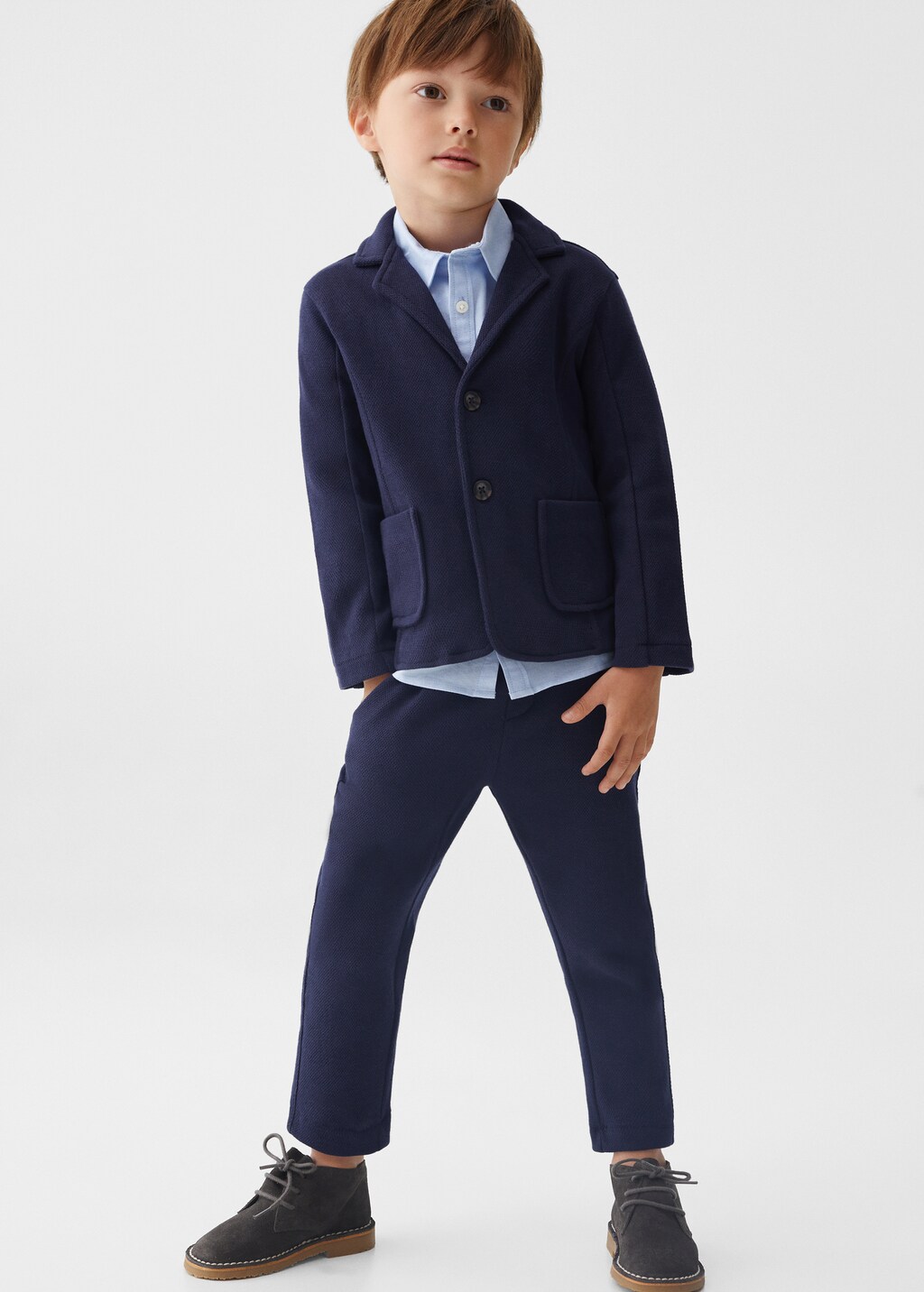 Textured regular fit suit blazer - General plane