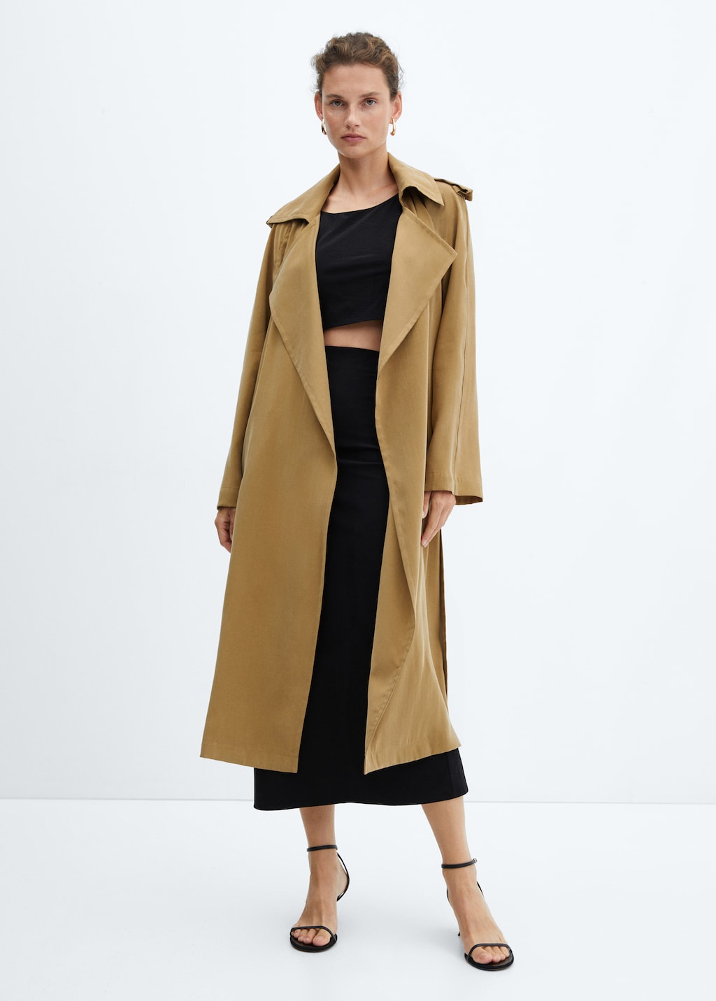 Modal trenchcoat met strik - Overzichtstekening