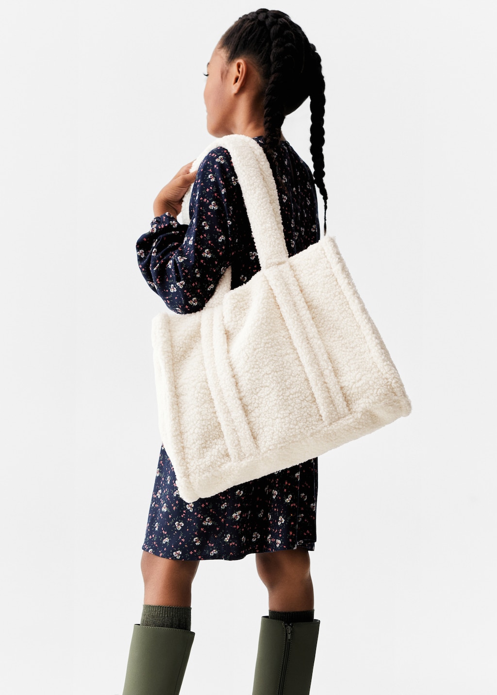 Shearling-effect shopper bag - General plane