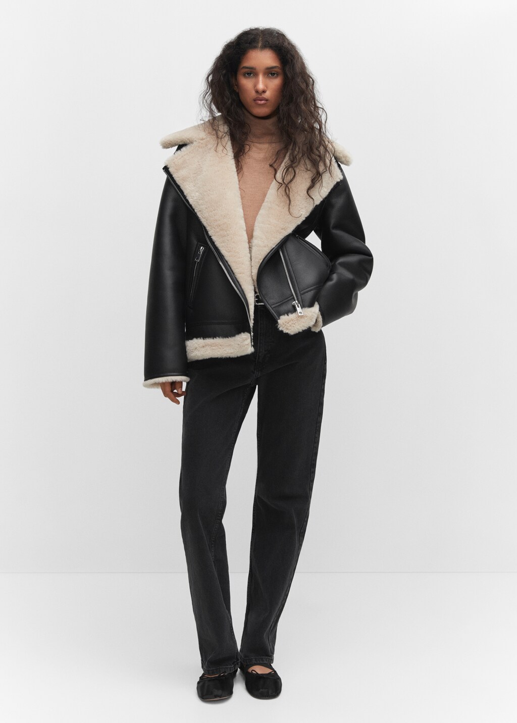 Faux shearling-lined jacket - General plane