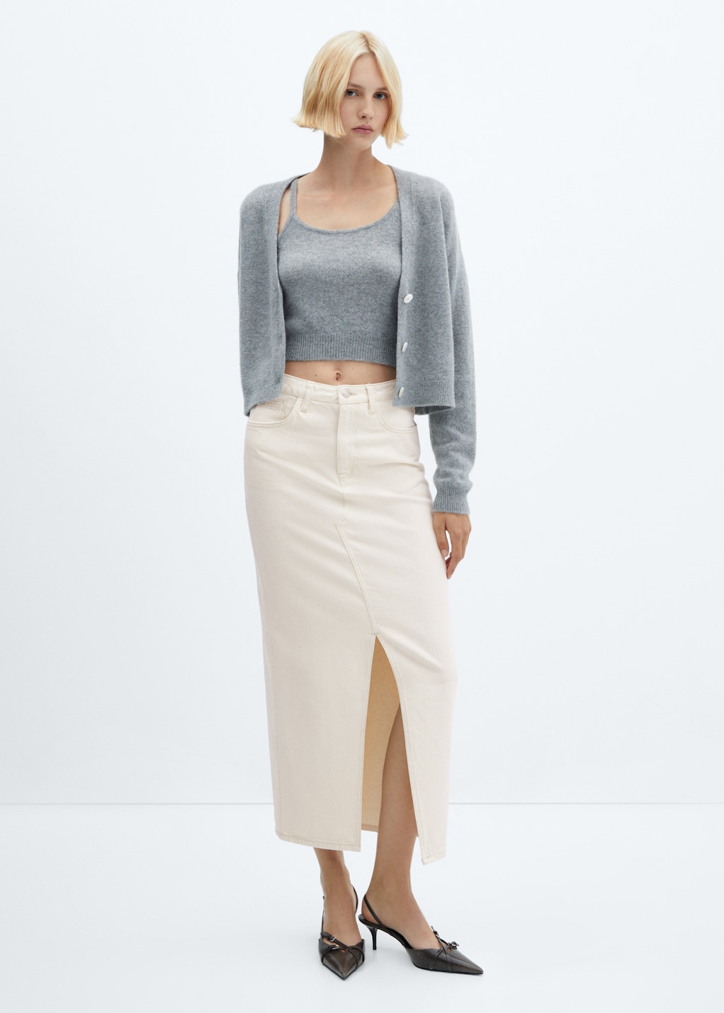 Slit denim skirt - General plane