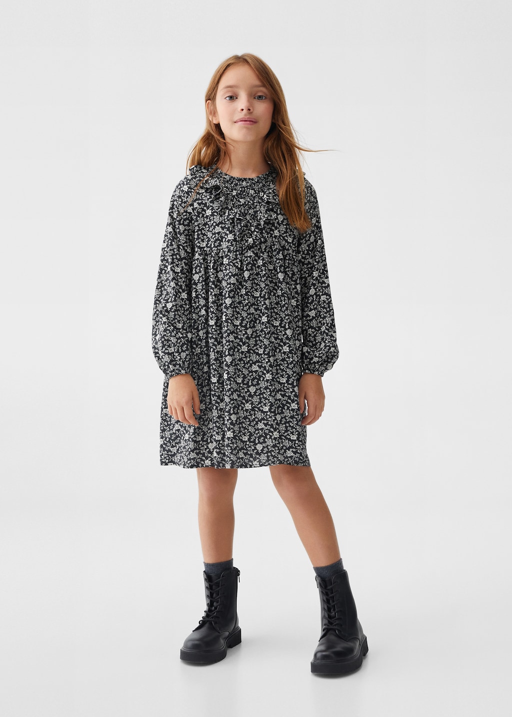 Ruffled printed dress - General plane