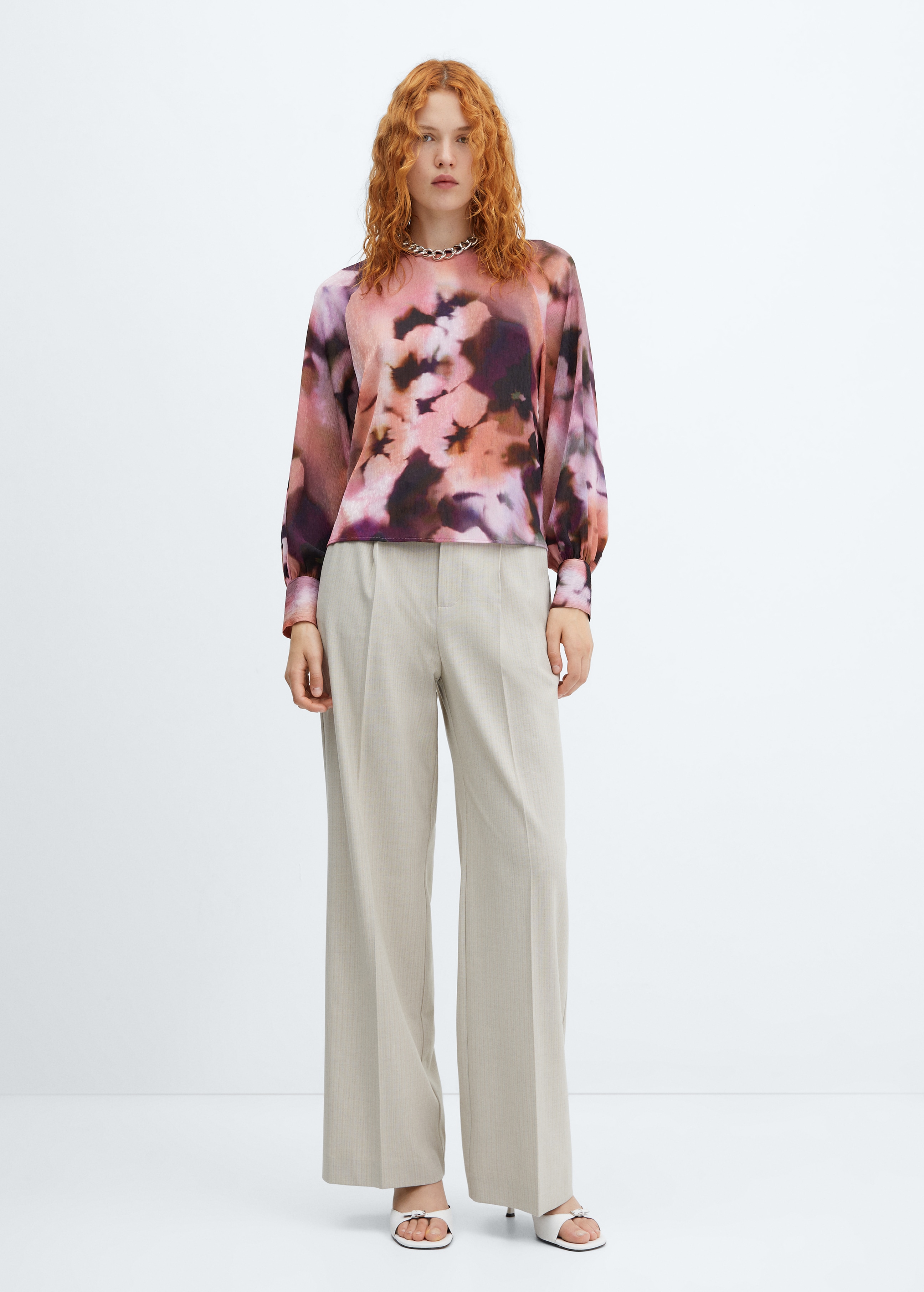 Puffed sleeves floral shirt - General plane