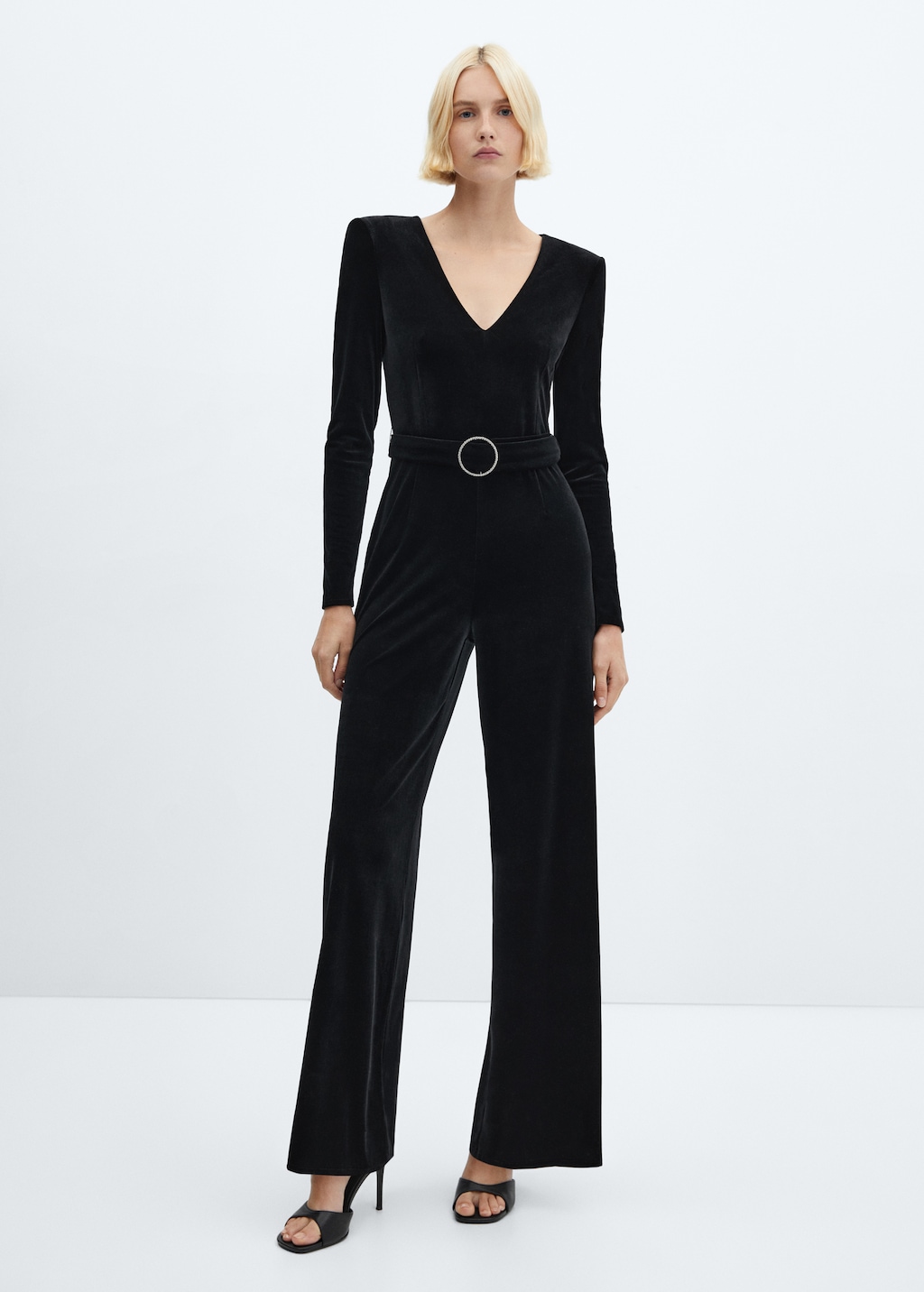 Velvet belt jumpsuit - General plane