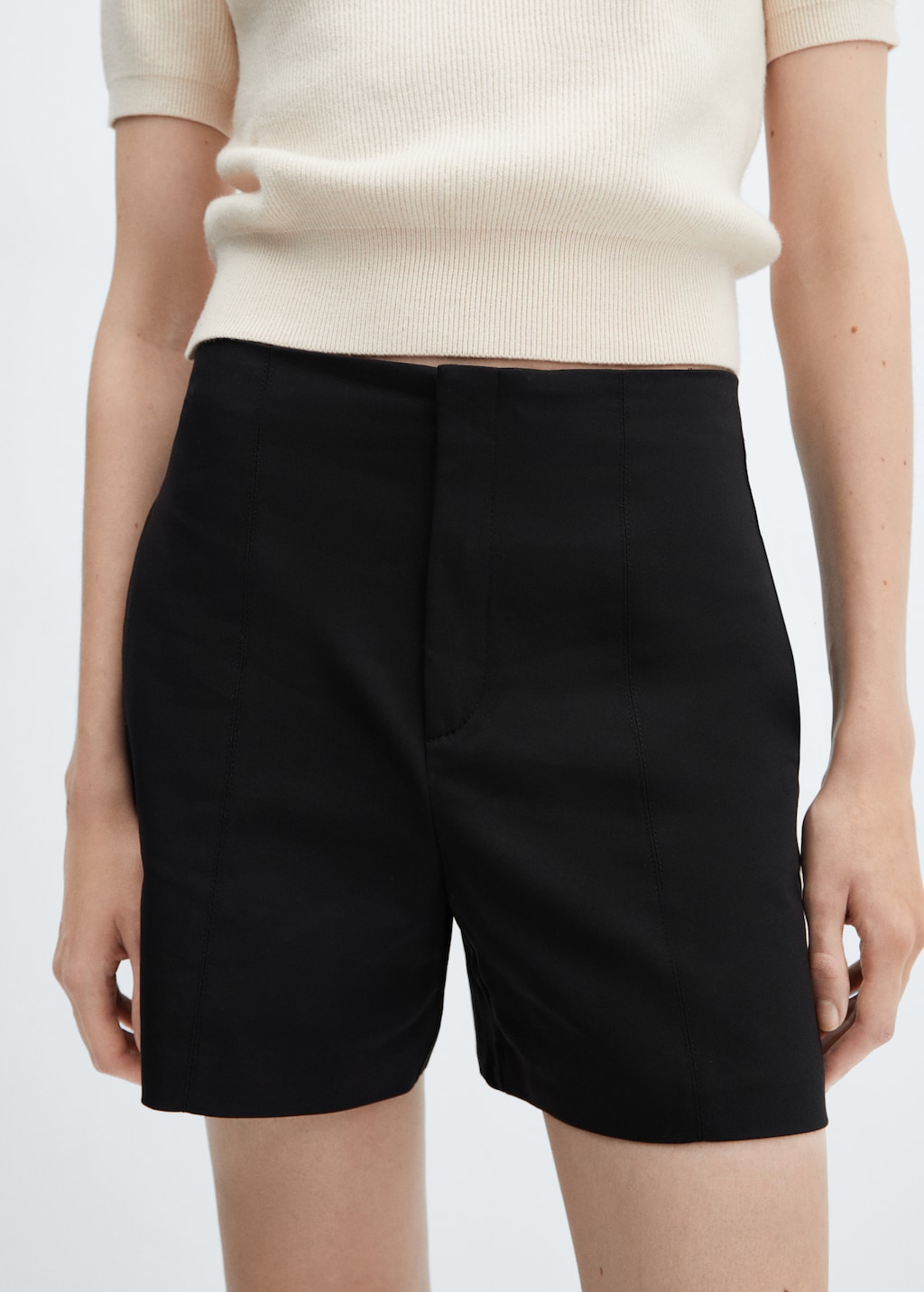 High-waist straight shorts - Medium plane