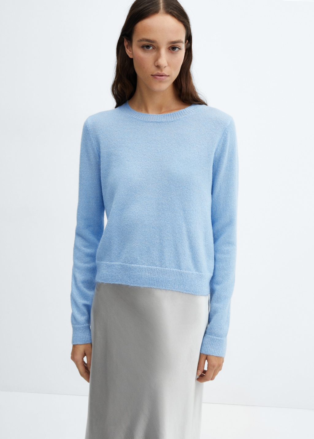 Round-neck knitted sweater  - Medium plane